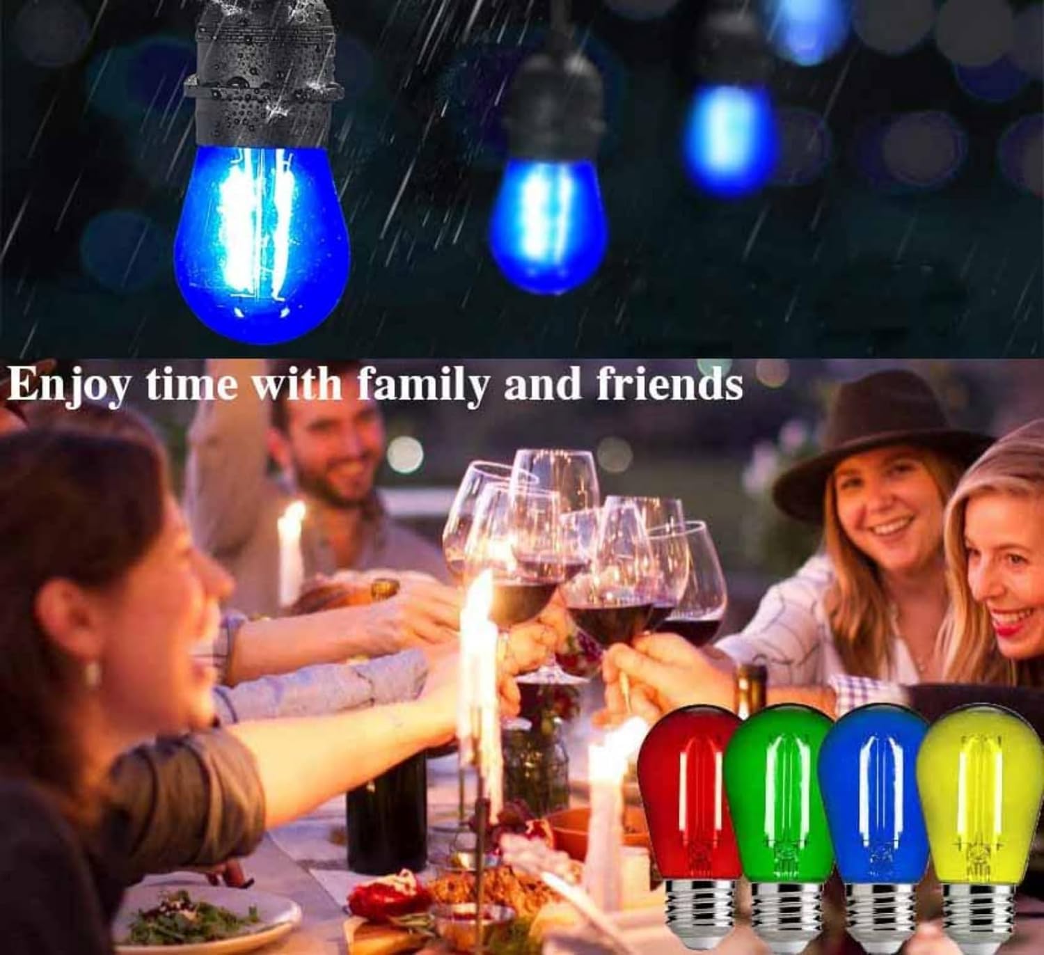 Minsily Sxminer 15 Pack S14 Led Bulbs Blue 2W Plastic Shatterproof Led Replacement Bulbs For Outdoor String Light Led Edison Bulbs E26 Base Decorative Bulbs For Christmas Wedding Party Home Patio Decor(Blue)