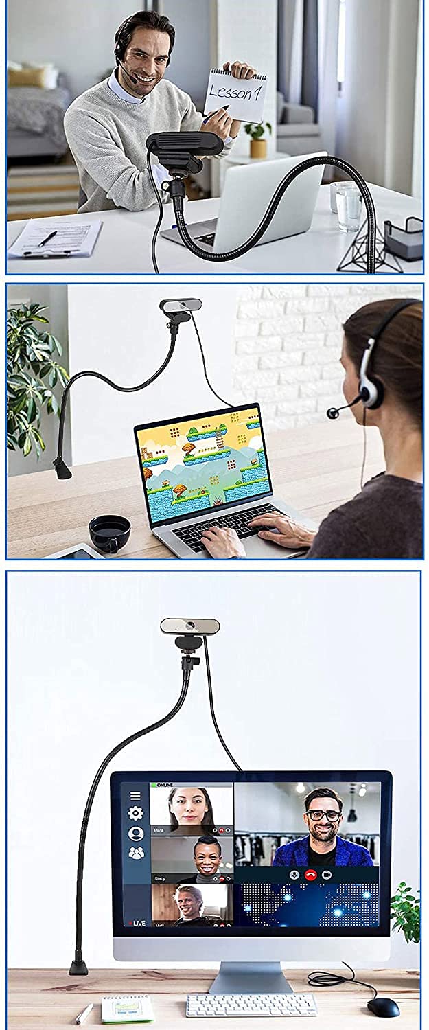 Etubby Webcam Stand Holder 27" Adjustable Gooseneck Desktop Camera Desk Clamp Mount For Logitech Webcam C925X, C922, C930E, C930, C920, C615, Etc. (1/4" Threaded)
