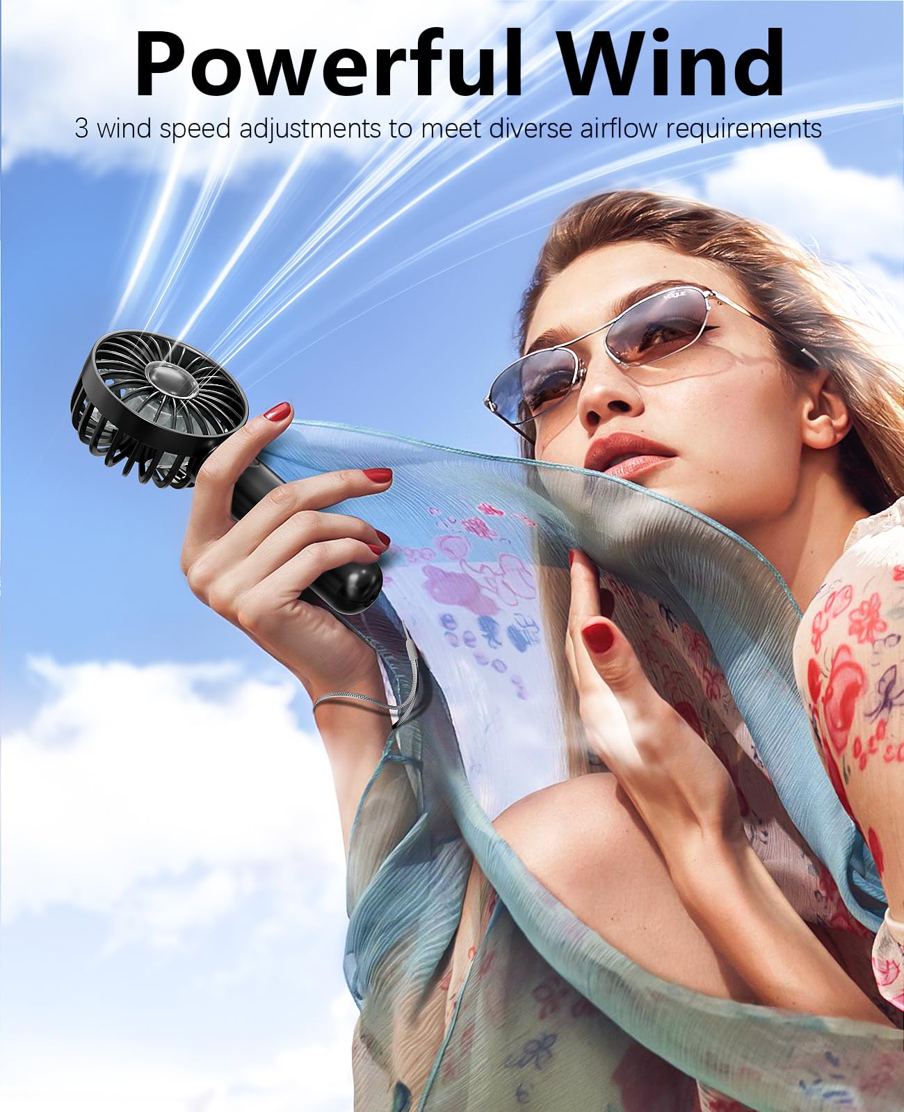 Mini Handheld Portable Fan, Small Personal Battery Operated Fan Lash Usb Rechargeable 3 Speed
