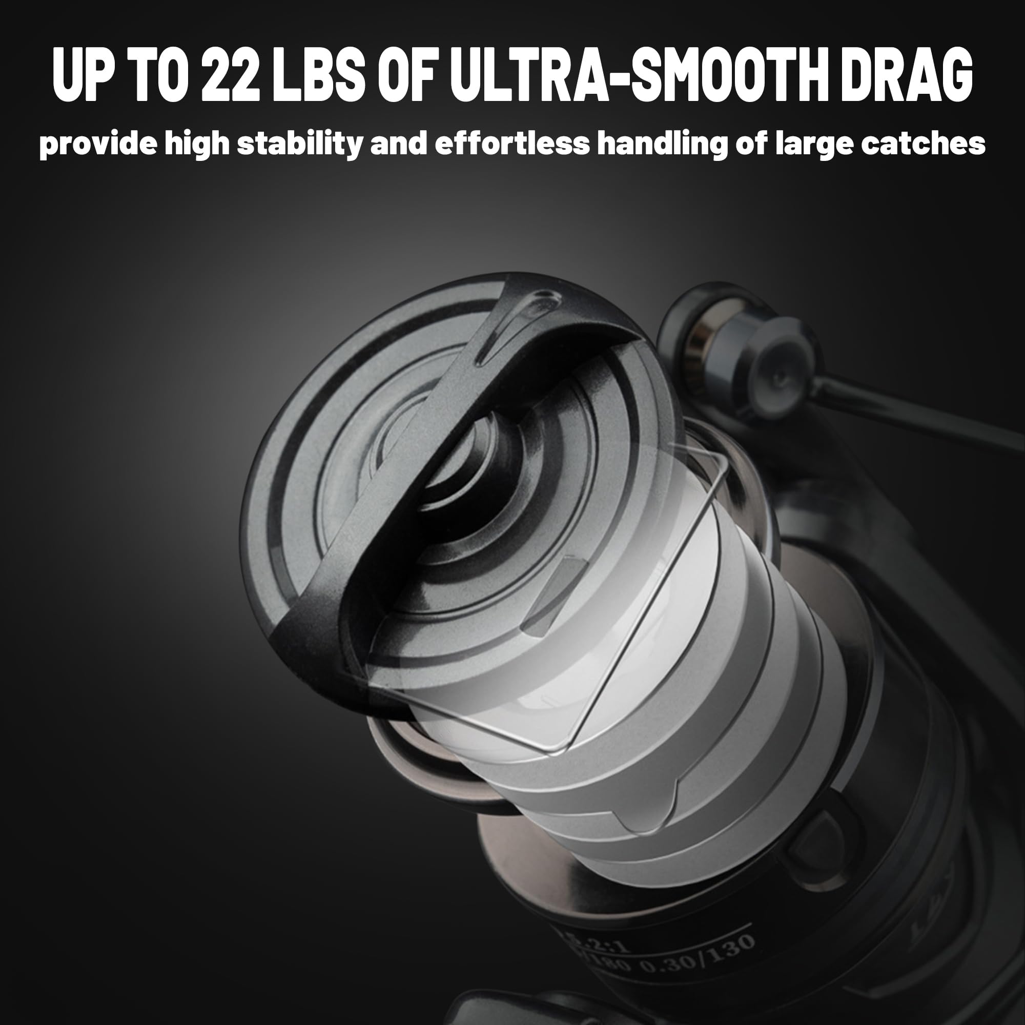 Lacusmall Spinning Reel, Saltwater Freshwater Fishing Reel, Collapsible Crank Handle, 22Lbs Max Drag For Easy Fish Control, 5.2:1 Gear Ratio
