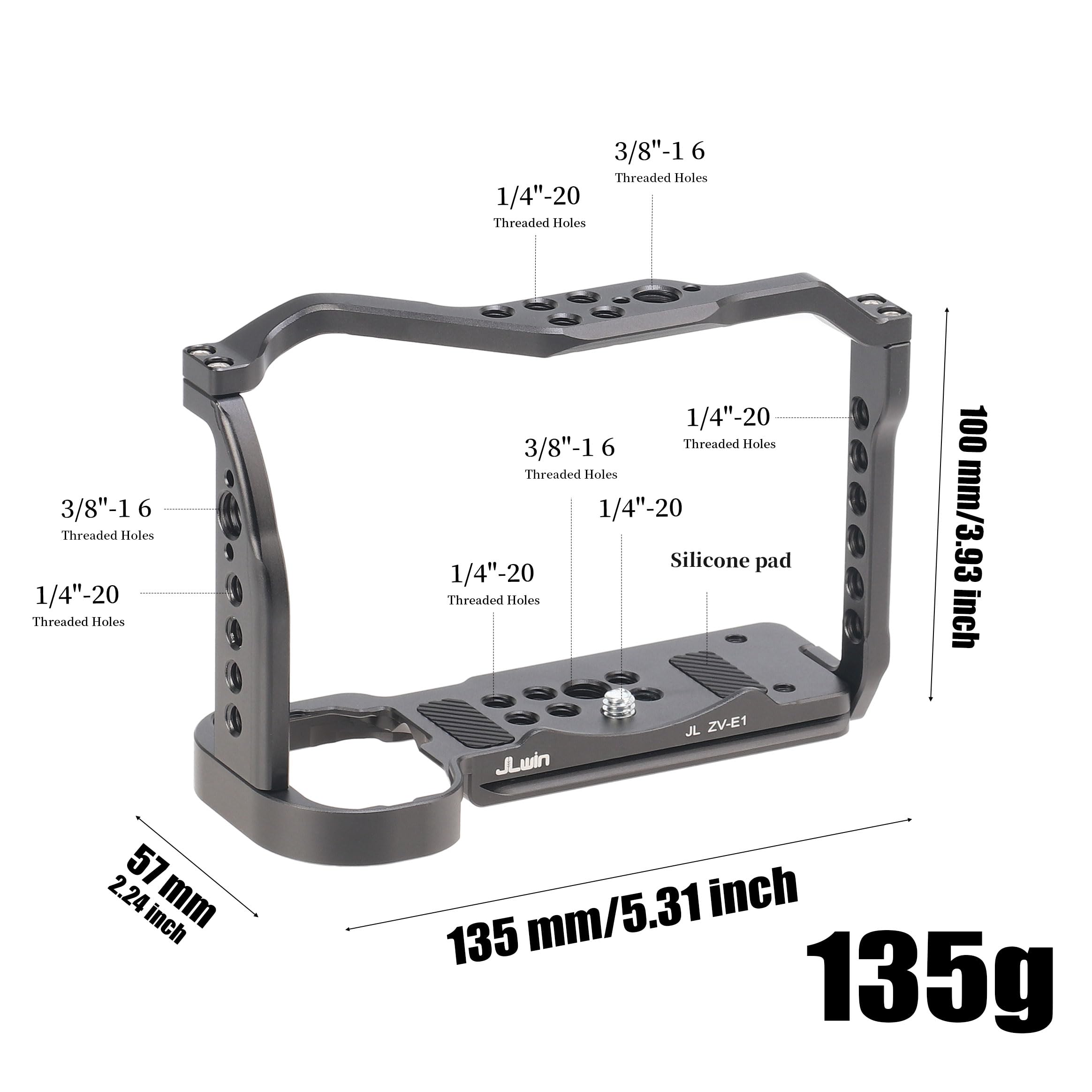 Fotga Camera Cage With Nato Rail 1/4" 3/8" Hole For Sony Zv-E1 Mirrorless Dslr Camera Video Filmmaking,Compatible Arca Swiss Clamp