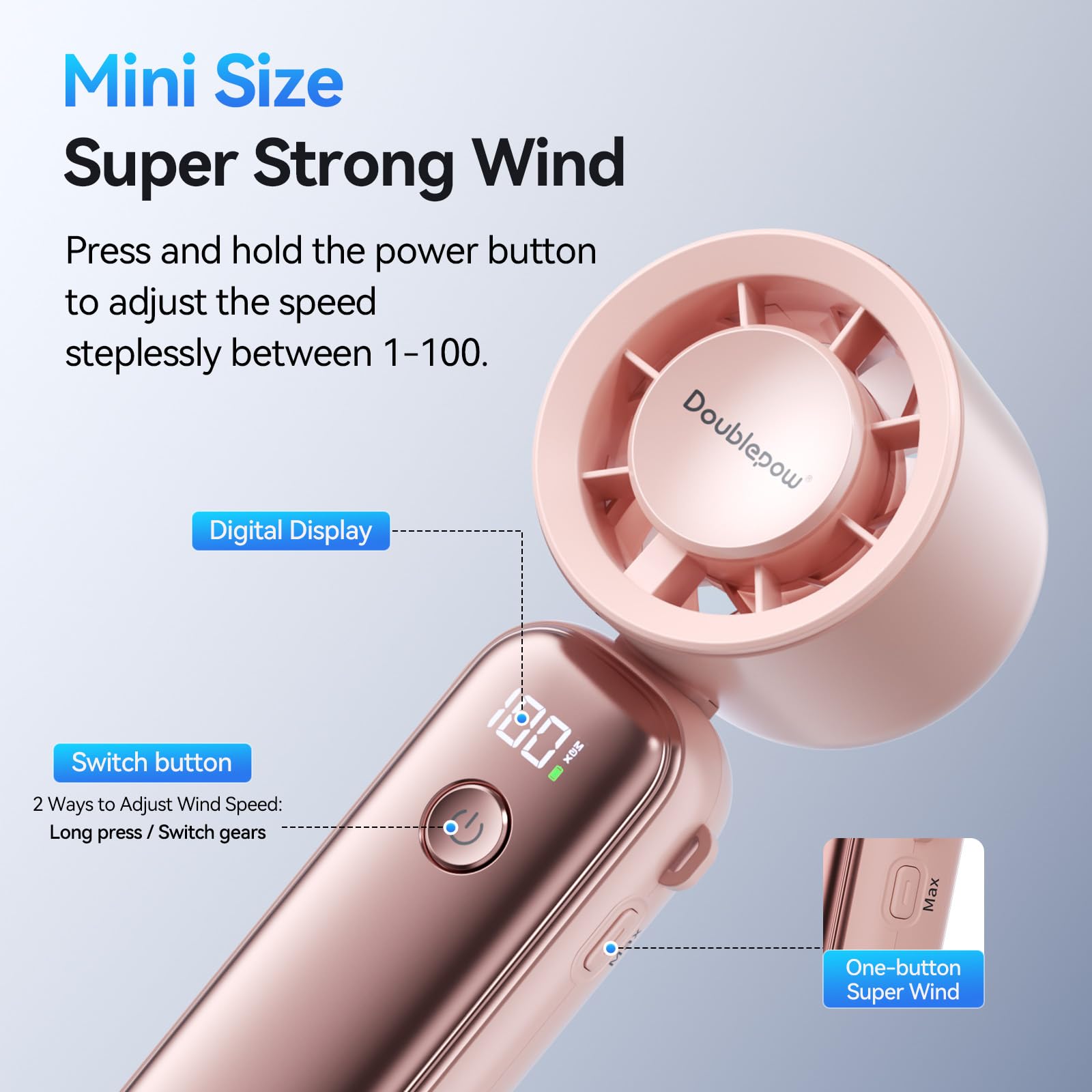 Ausic portable misting fan, battery operated, perfect for camping, outdoor events, and personal cooling