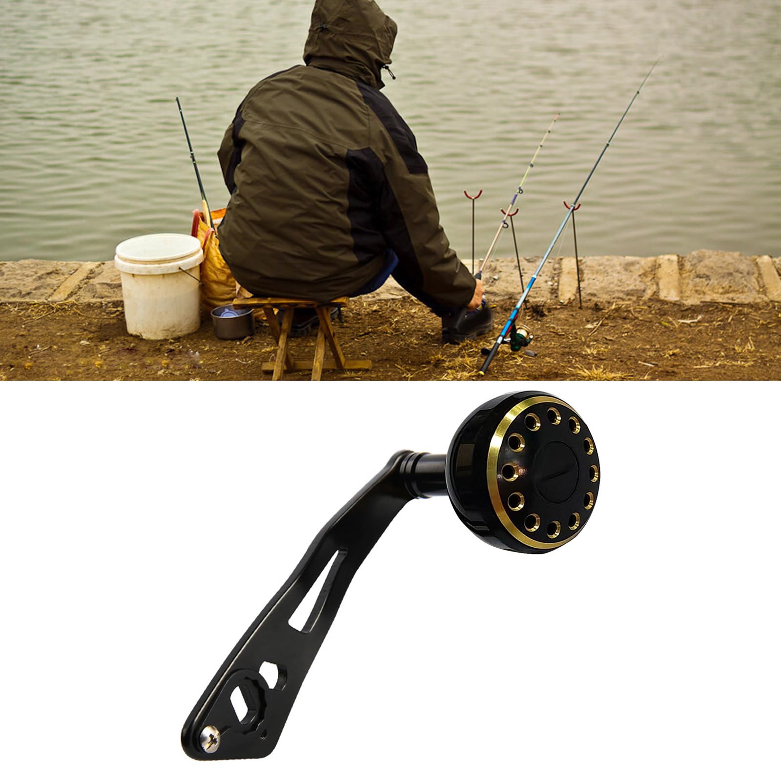 Heoter Single Fishing Reel Handle Metal Fishing Reel Replacement Fishing Tackle Tools For Low Reel