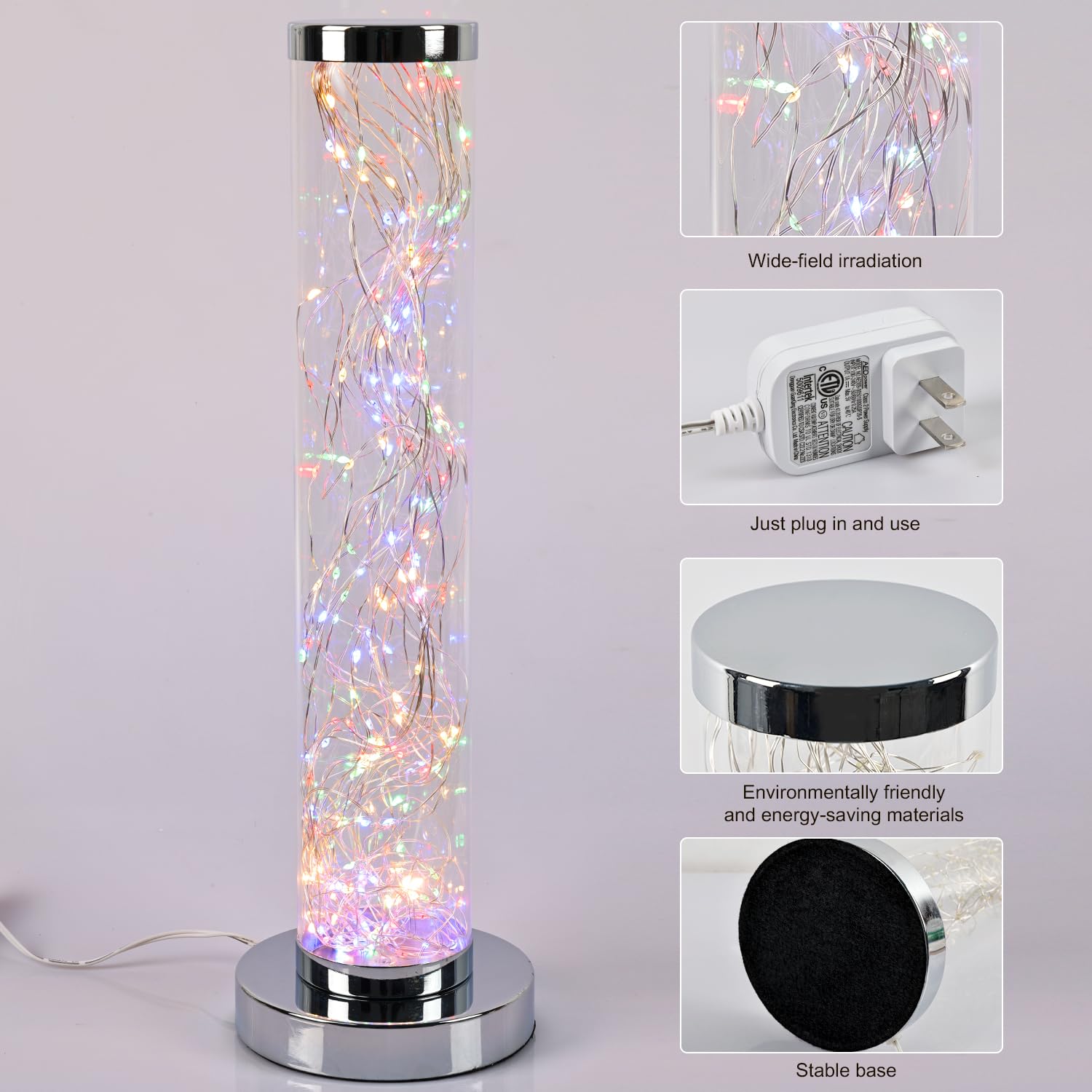 Lkua Minimalist Modern Fairy String Table Lamp, Cylindrical Lamp, Night Lamp, Bedroom (Colorful)