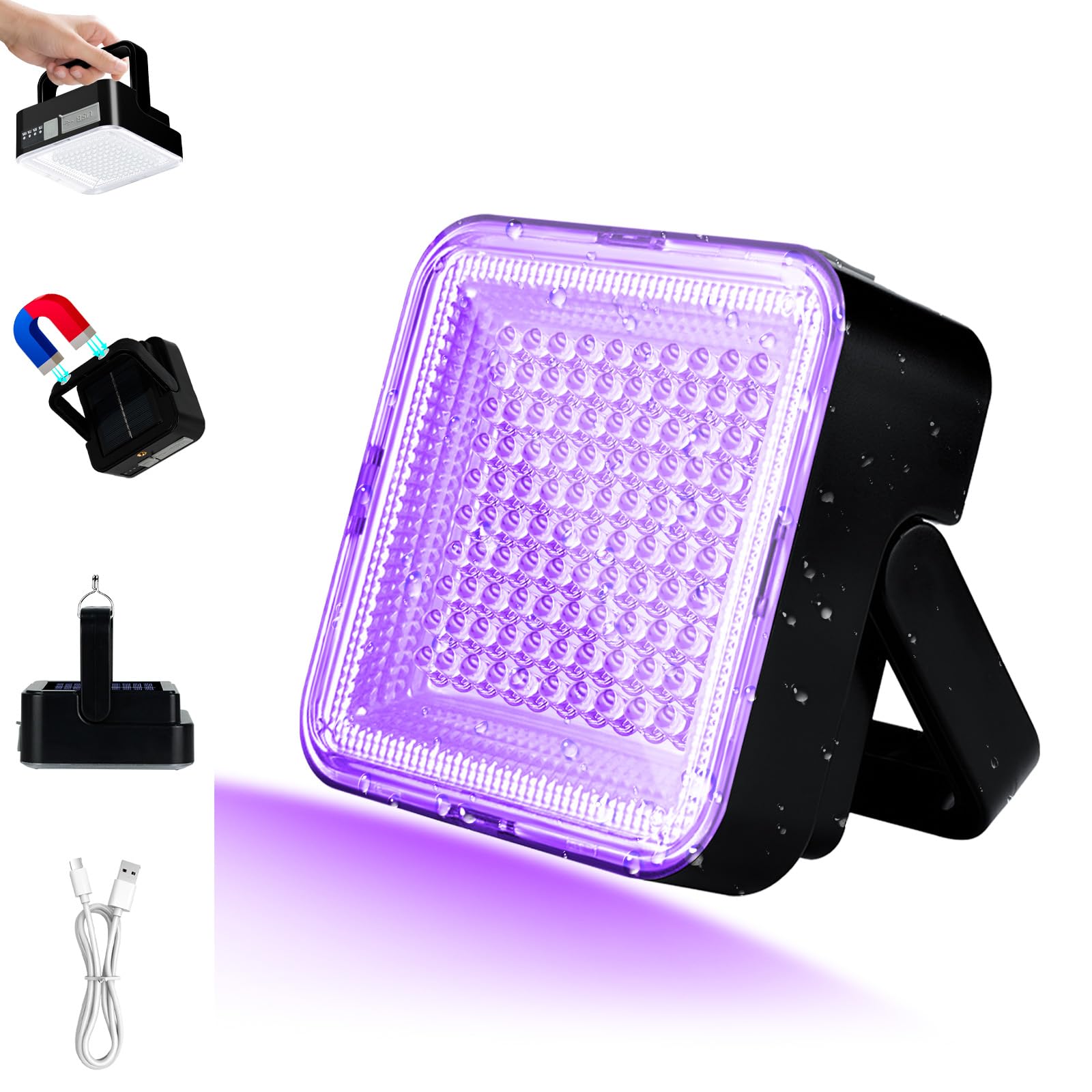 Benss Rechargeable Uv Black Light, 60W 5000Mah Dimmable Uv Light, 100 Led 395Nm Led Ultraviolet Blacklight, For Dog Cat Pet Urine Stains Detection, Bed Bug, Scorpions, Bedroom, Camping, Outdoor