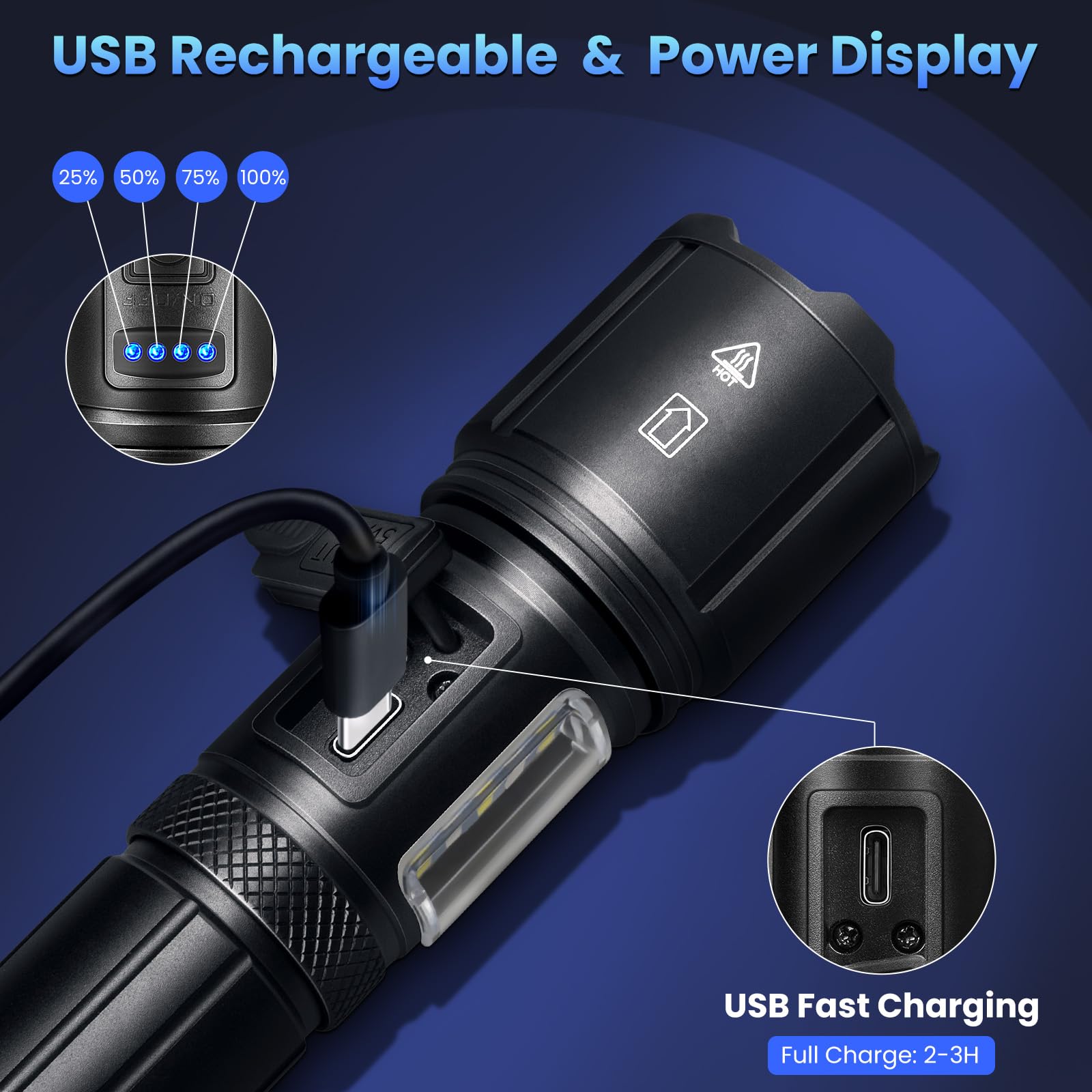 Auraseason 2 Pack Rechargeable Led Flashlights High Lumens, 990,000Lm Super Bright Flashlight, Adjustable Powerful Flash Light With 7 Modes & Cob Light, Ipx7 Waterproof Handheld Flashlight For Home Camping