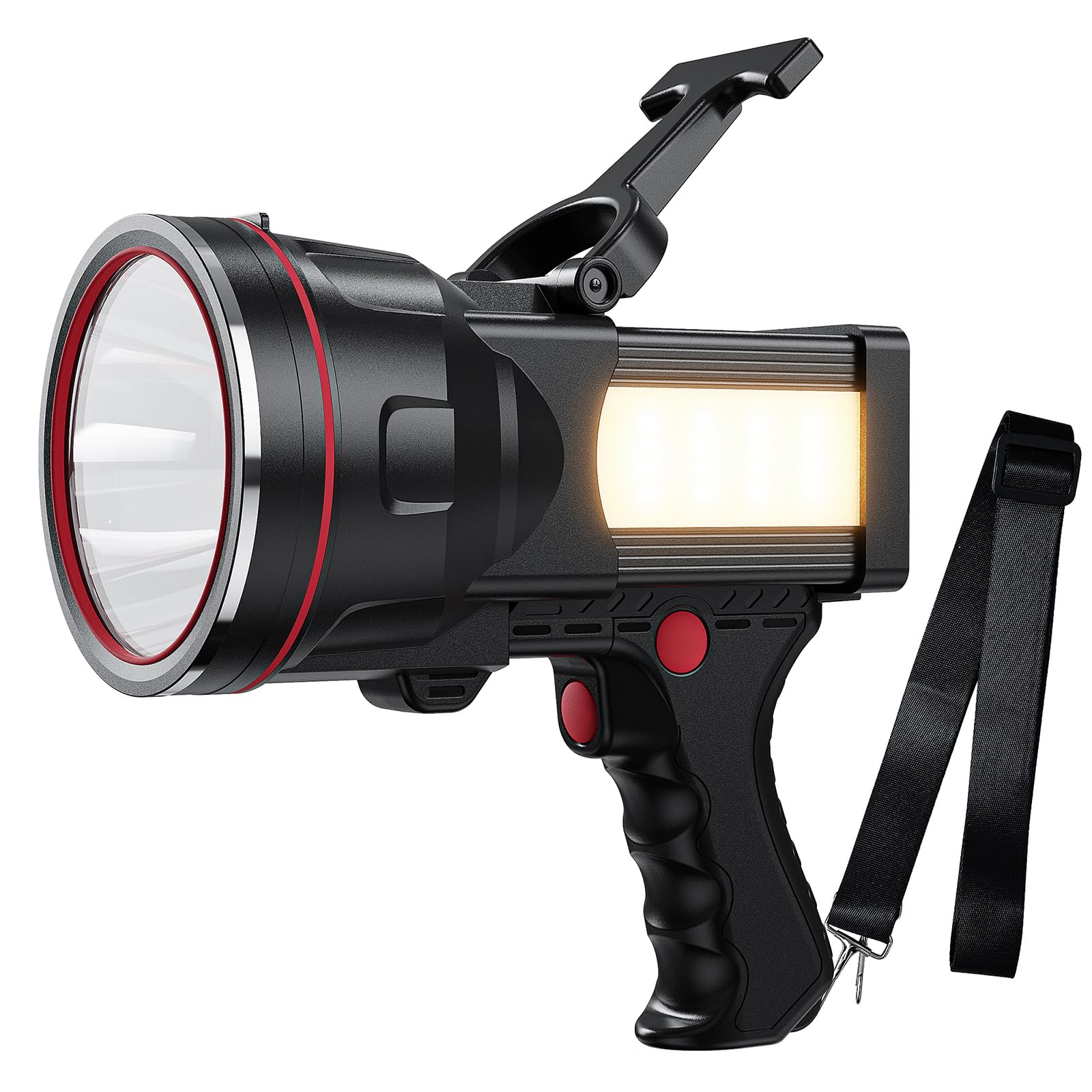 Anlook Flashlight Spotlight Rechargeable,Led Flashlights High Lumens Handheld Boat Spotlight, Built-In Powerful 15200Mah Power Bank,Bright Waterproof Outdoor Fishing,Hunting,Camping Gear (Warm White Light)