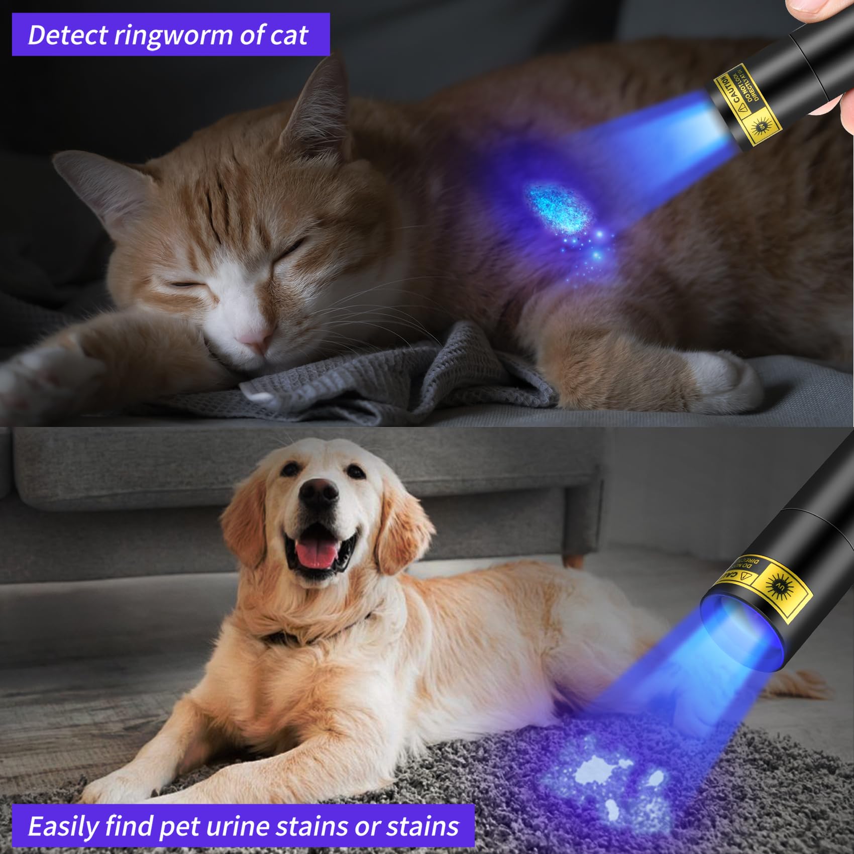 Wmcodmw Uv Flashlight Rechargeable 365Nm Black Light For Pet Urine Detection, Usb - C Portable Blacklight Mini Powerful Woods Lamp Led Ultra Violet Flashlights Uv For Resin Curing, Leak Detection, Travel