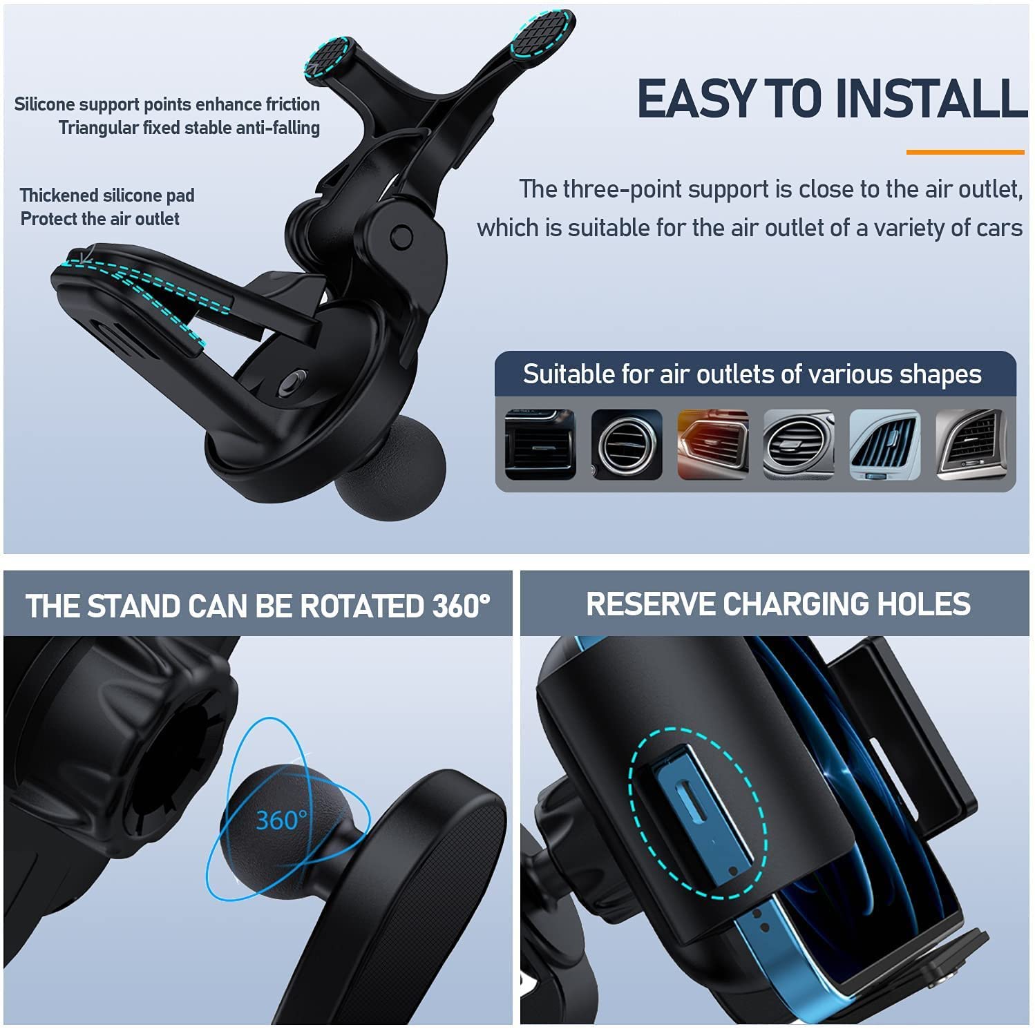 Dearhot 15W Qi Wireless Car Charger Mount Holder Compatible For Samsung Galaxy Z Fold6 Fold5 Fold4 Fold3 Fold2 Fold 4.3In-6.9In Phone Auto Clamp Fast Charger