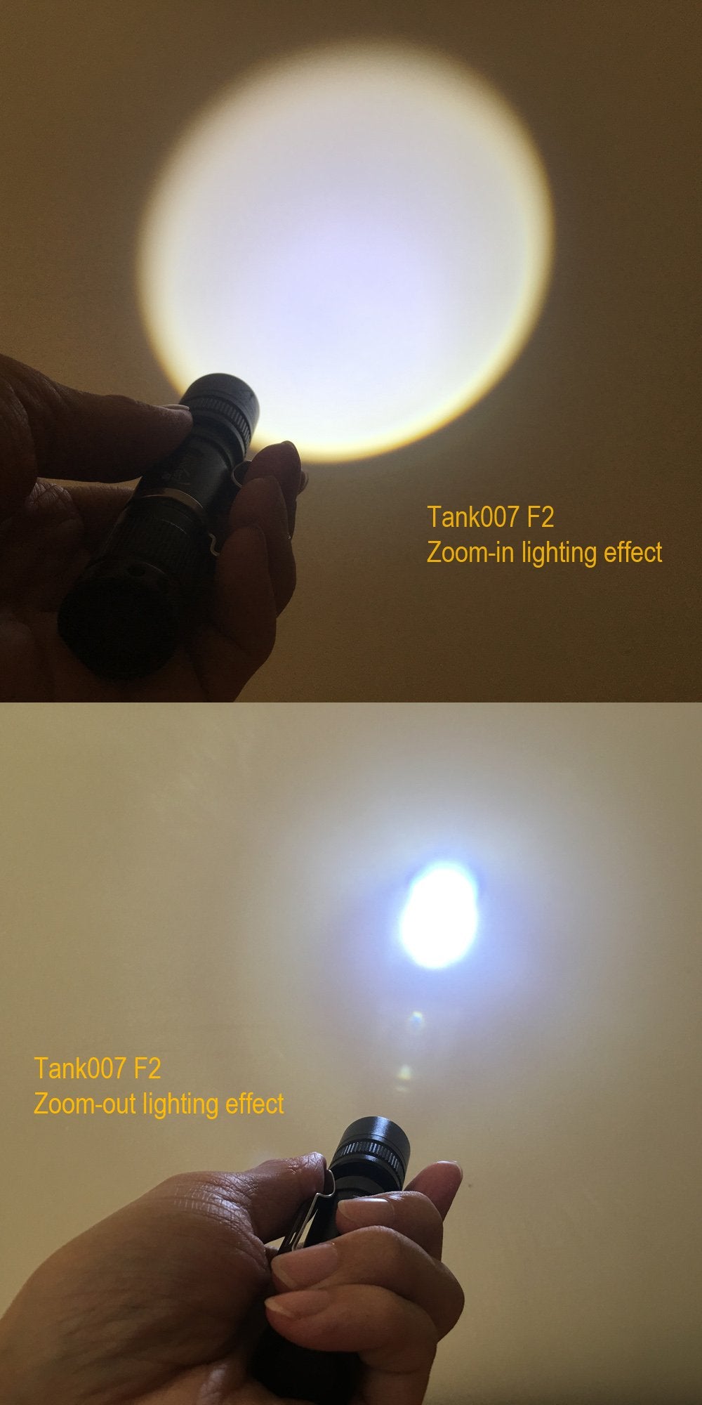Tank007 1Aa Battery Zoom Flashlight Double Led Uv Flashlight Lighting & Fluorescence Detector Utility With Pocket Clip