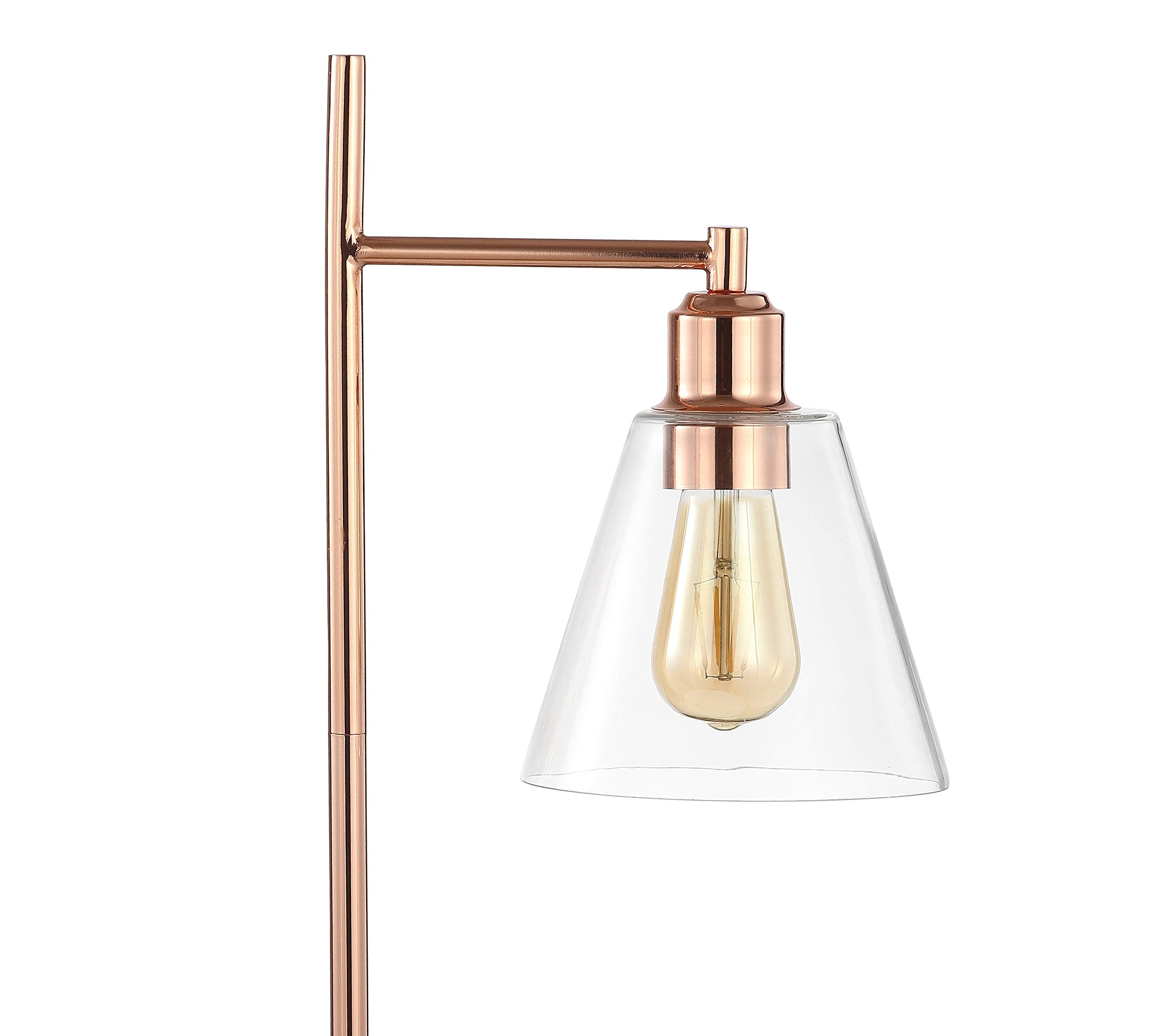 Jonathan Y Jyl1100A Lorena 22.25" Modern Glam Metal/Marble Led Table Lamp Contemporary Mid-Century Bedside Desk Nightstand Lamp For Bedroom Living Room Office College Bookcase, Copper