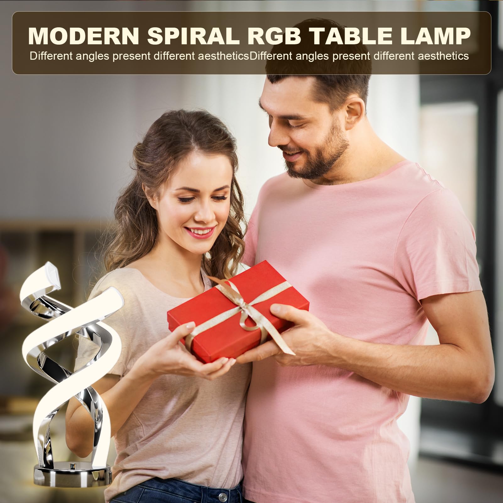 Booadiam Modern Table Lamp, Led Bedside Lamp With Usb Port, Touch Control Nightstand Lamp 10 Modes Dimmable Rgb Spiral Table Lamp, 24W, For Living Room, Bedroom, Unique Lamp, Cool Lamps For Ideal