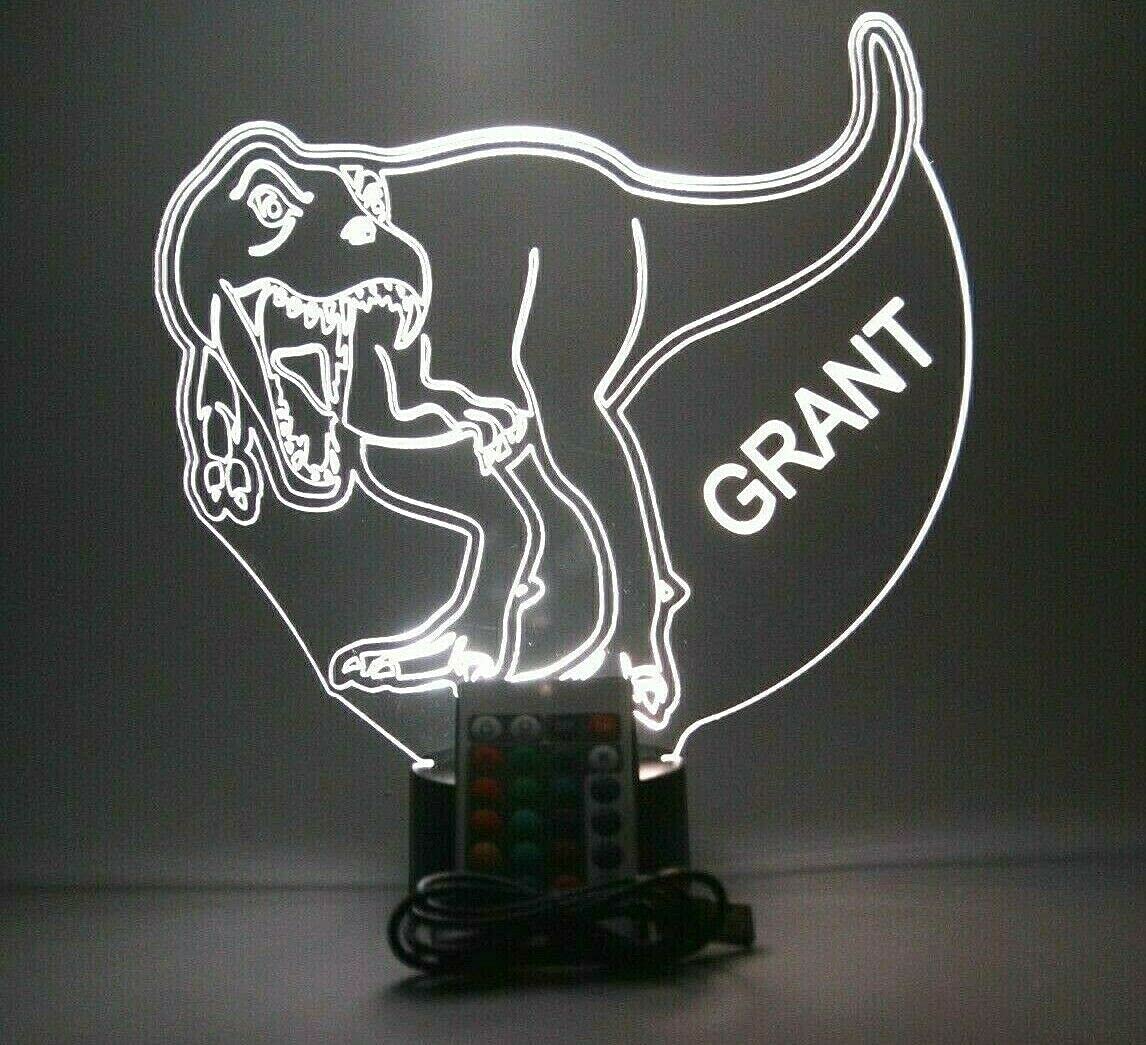 Mirror Mania Dinosaur Light Up Lamp Led Personalized Animal Dinosaur Night Light Engraved Dino Table Lamp - It'S Wow, With Remote, 16 Color Options, Dimmer, Engraved, Great
