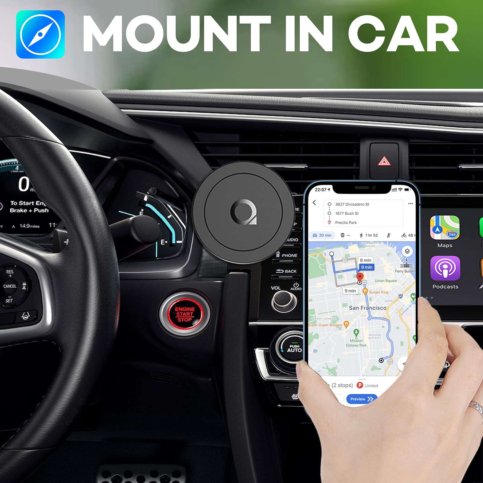 Quarble Sticky Magnetic Phone Mount Compatible With Magsafe 16 15 14 13 12 Pro Max Mini Car Mount And Wall Mount Soft Silicone Front