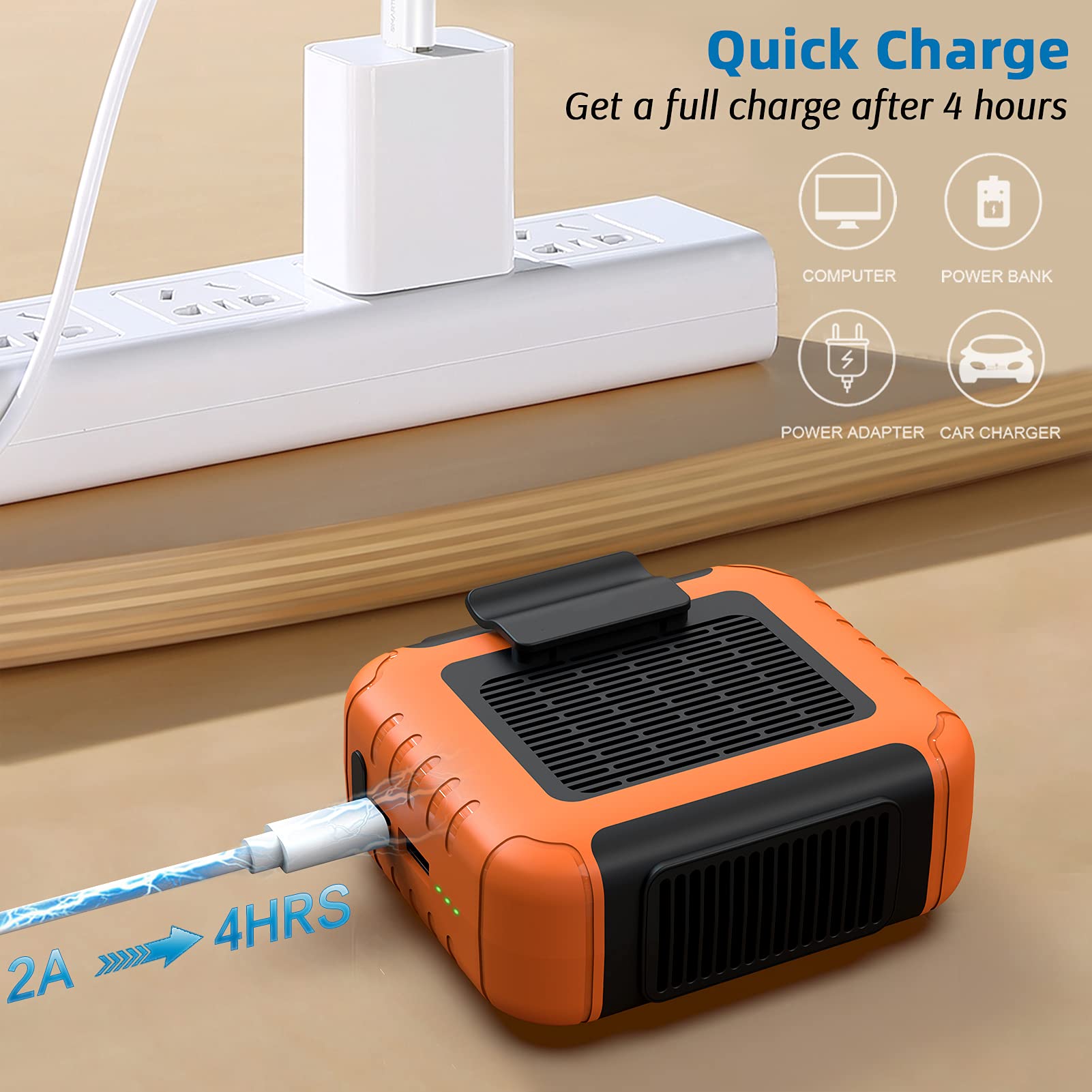 Slenpet 6000Mah Portable Waist Clip Fan With 23H Working Time, 6200Rpm Strong Airflow, 3 Speeds