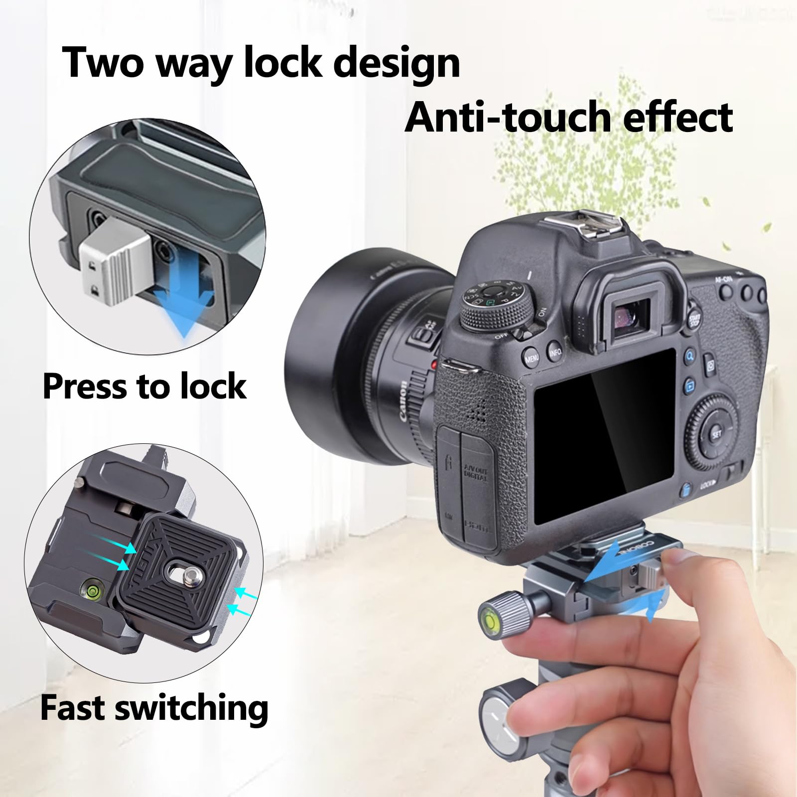 Pukoko Camera Tripod Stand For Phone And Camera With 360° Ball Head Quick-Release Arca-Swiss Mount System For Dslr Camera Camcorder,Phone Max Load 17Lb