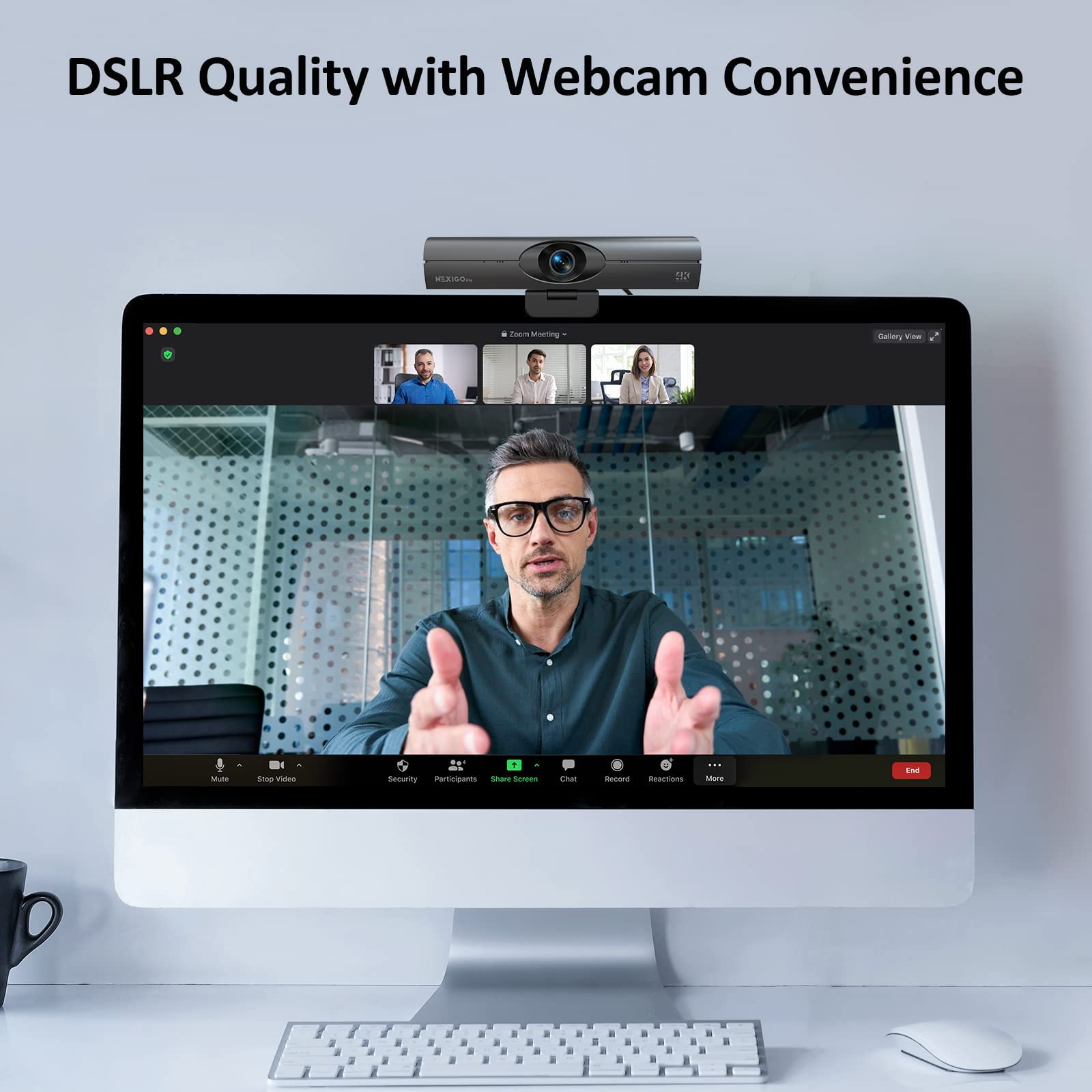 Nexigo Iris Kits, 4K Ai Webcam With 1/1.8" Sony_Sensor, Onboard Flash Memory, Hdr, Pip, Dslr-Style Control, Enhanced Video Conference Light, Flexible Camera Tripod Stand, For Zoom/Teams/Obs And More