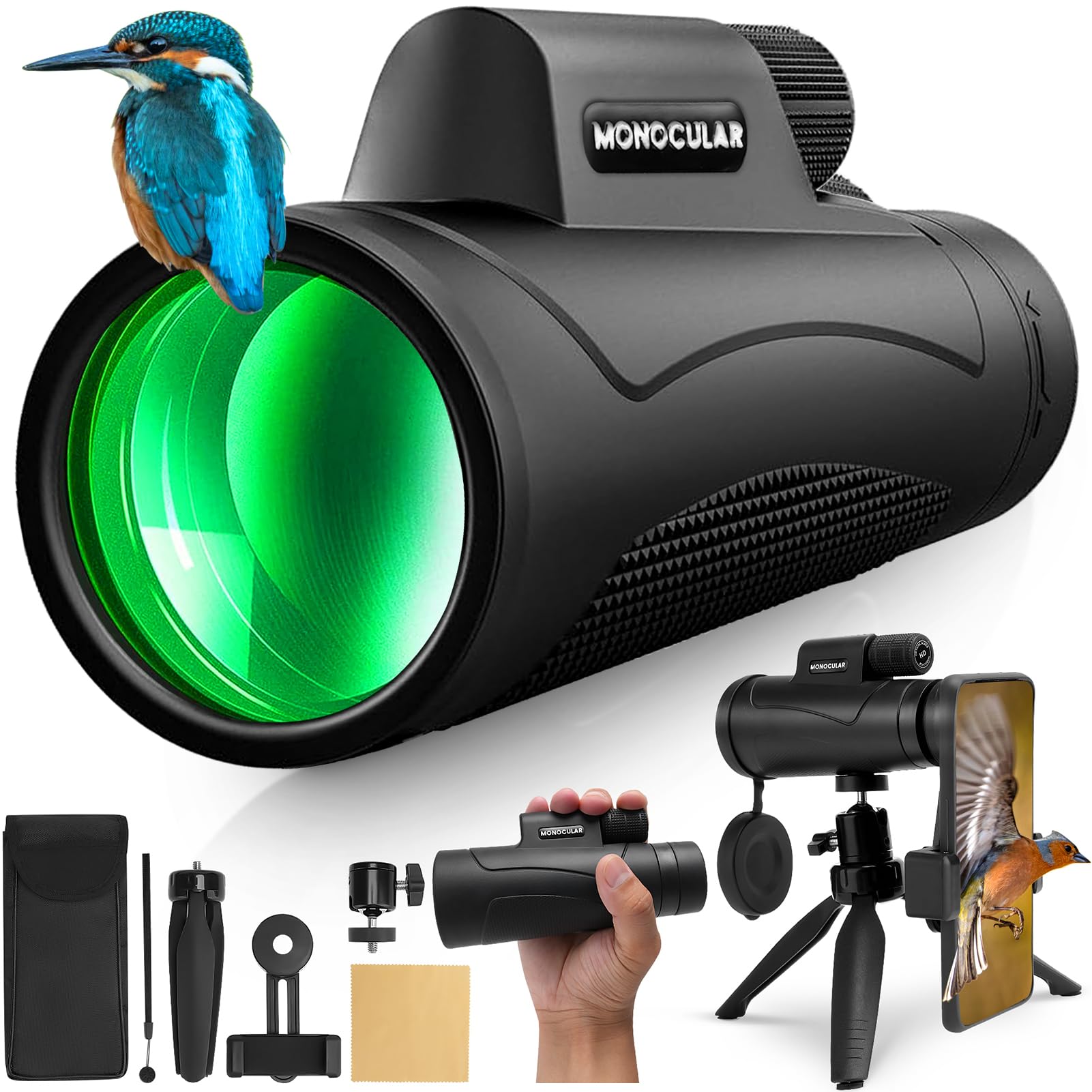 Mapleboom 80X100 Hd Monoculars Telescope For Adults High Powered With Smartphone Tripod & Bak4 Prism For Birdwatching/Hunting/Camping/Concert Travelling