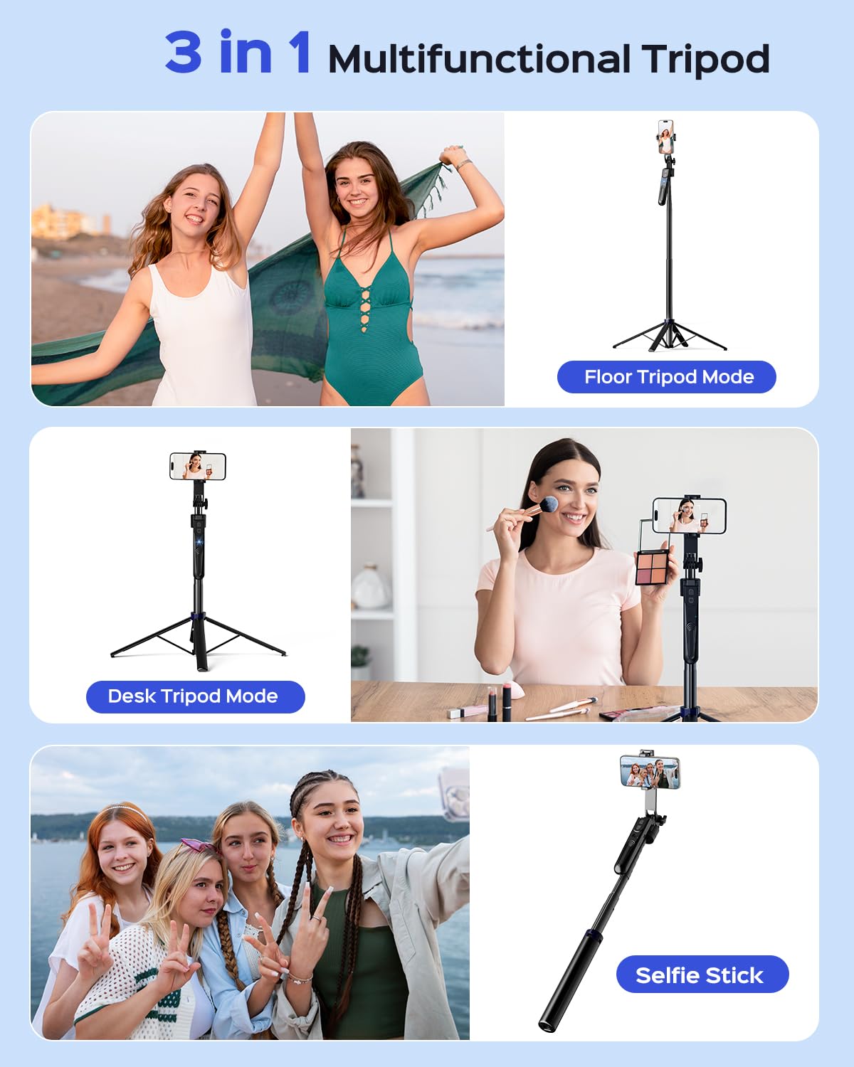 Nemova 68'' Auto Face Tracking Tripod For Iphone, 360° Rotation Phone Tripod With Wireless Remote And Phone Holder, Selfie Stick For Android, Applied To Youtube, Tiktok, Facetime