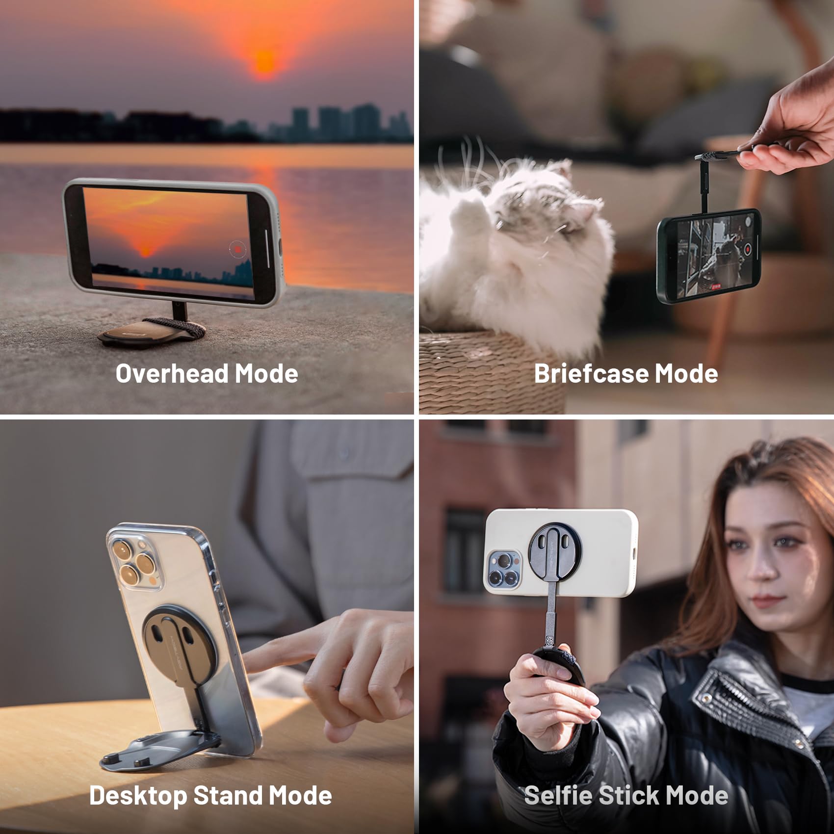 Pgytech Magflex Phone Stand, N52 Aluminum Alloy Magsafe Phone Photography Grip Fit For Iphone 12/13/14/15 Series With Magnetic Ring For Android