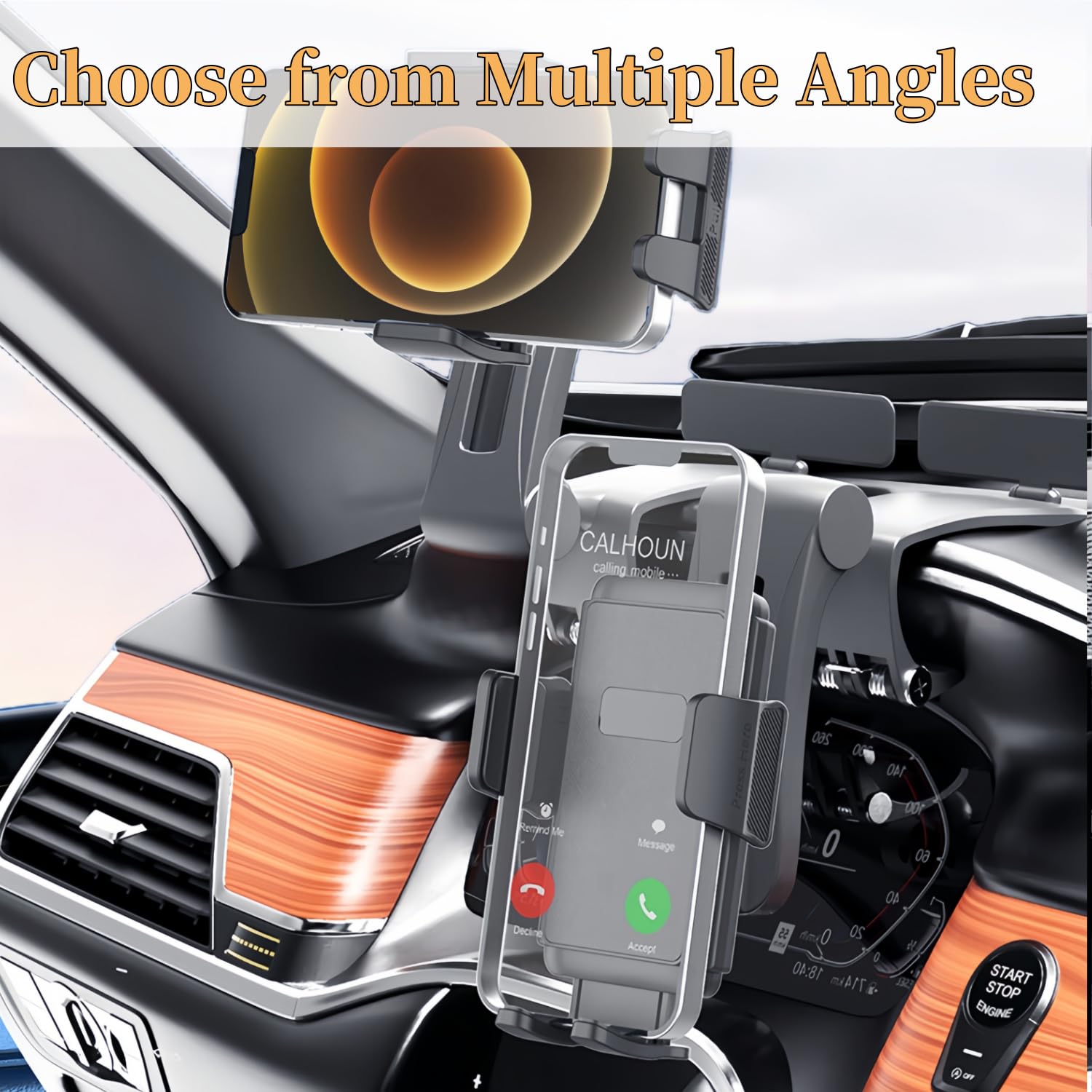 Dmjwan Car Phone Holder 360 Degree Rotatable - Dashboard Mobile Phone Holder Car Clip Holder Car Phone Mount Suitable For 4 To 7 Inch Smartphones