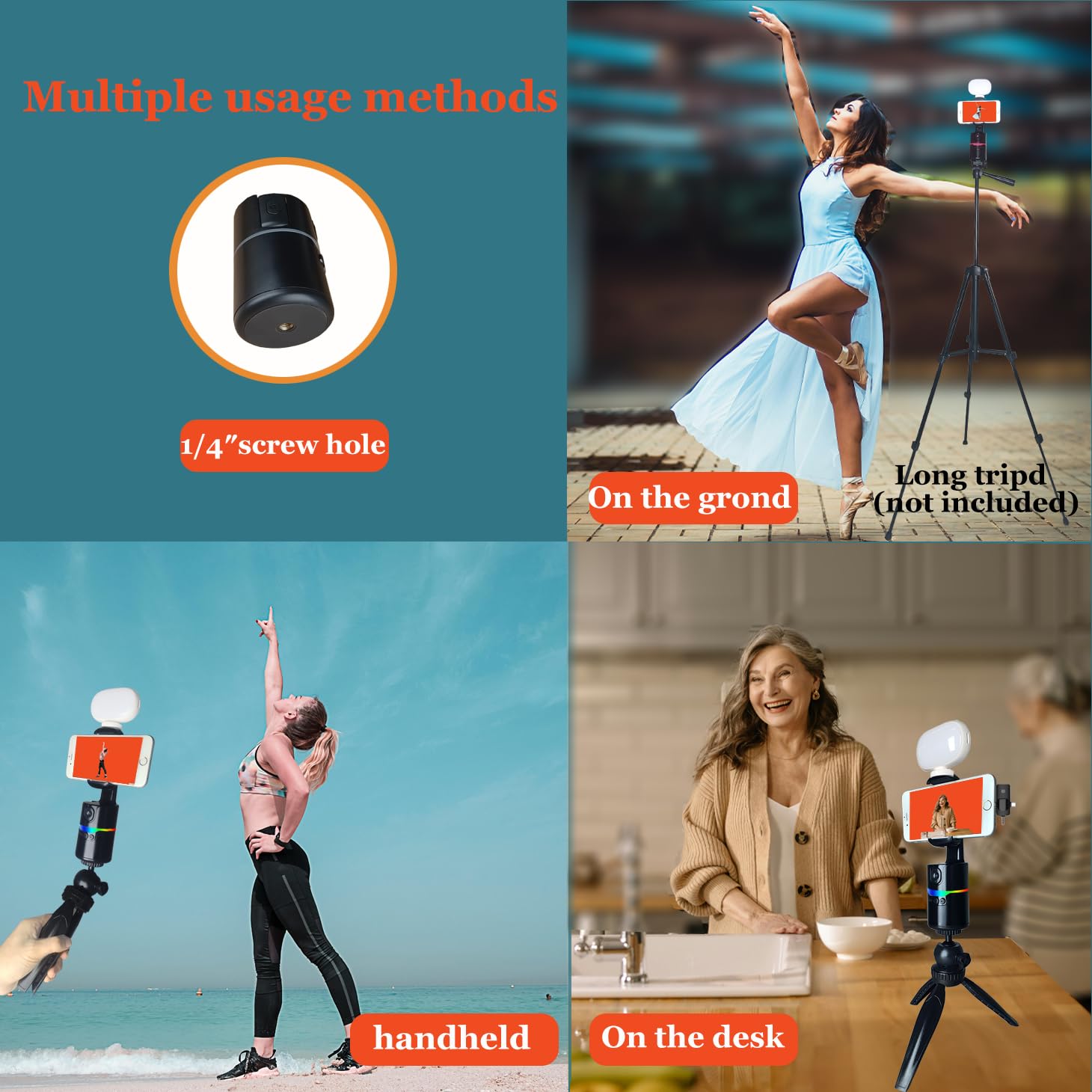 Litchitech Auto Face Tracking Tripod 360 Rotation With Stand, Vlogging Kit For Iphone Andriod Phone,Content Creator Essentials,Smart Follow Phone Holder,With Light/Remote/Wirlessmic