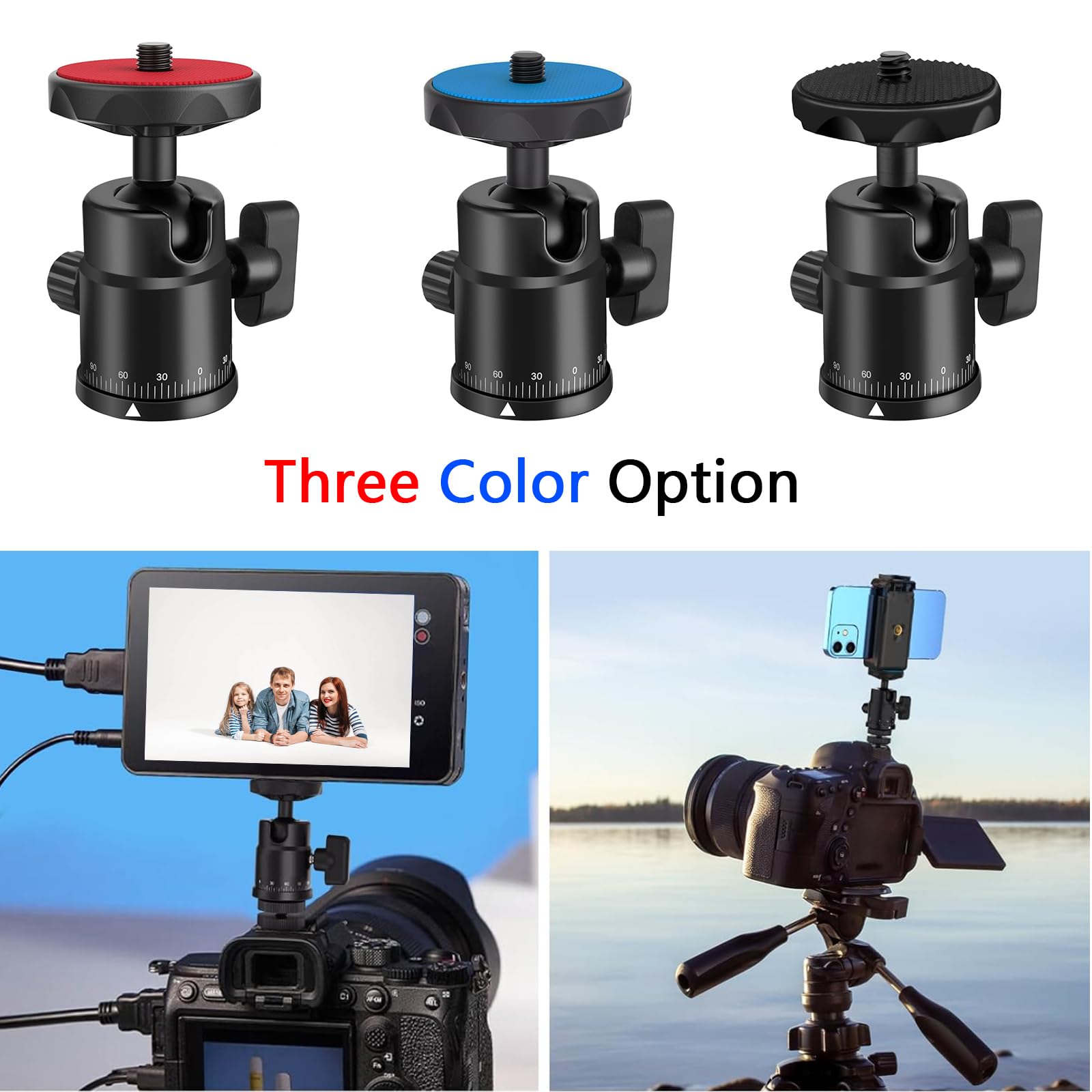 Eszkozta Universal 1/4" Swivel Mini Ball Head Screw Tripod Mount With Hot Shoe Mount, 360° Panoramic Rotating Mount Base Adapter For Dslr Cameras Htc Vive Tripods Monopods Light Stand