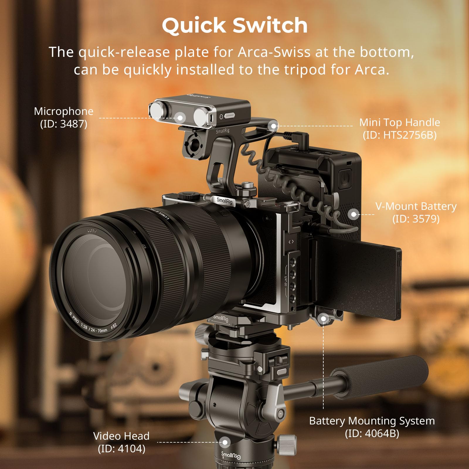 Smallrig Cage For Panasonic Lumix S9, Aluminum Alloy Full Cage, With Quick Release Plate For Arca-Swiss And Cold Shoe Mount For Microphone And Light, With 1/4"-20 Threaded Holes - 4515