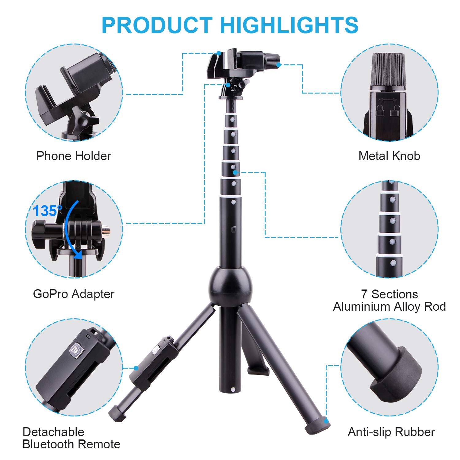 Latz·Z Latzz Selfie Stick Tripod, 45 Inch Phone Tripod, Extendable Iphone Stand Tripod With Wireless Remote Shutter Compatible Iphone 15 14Pro/Max/Galaxy Note 20/S21, More