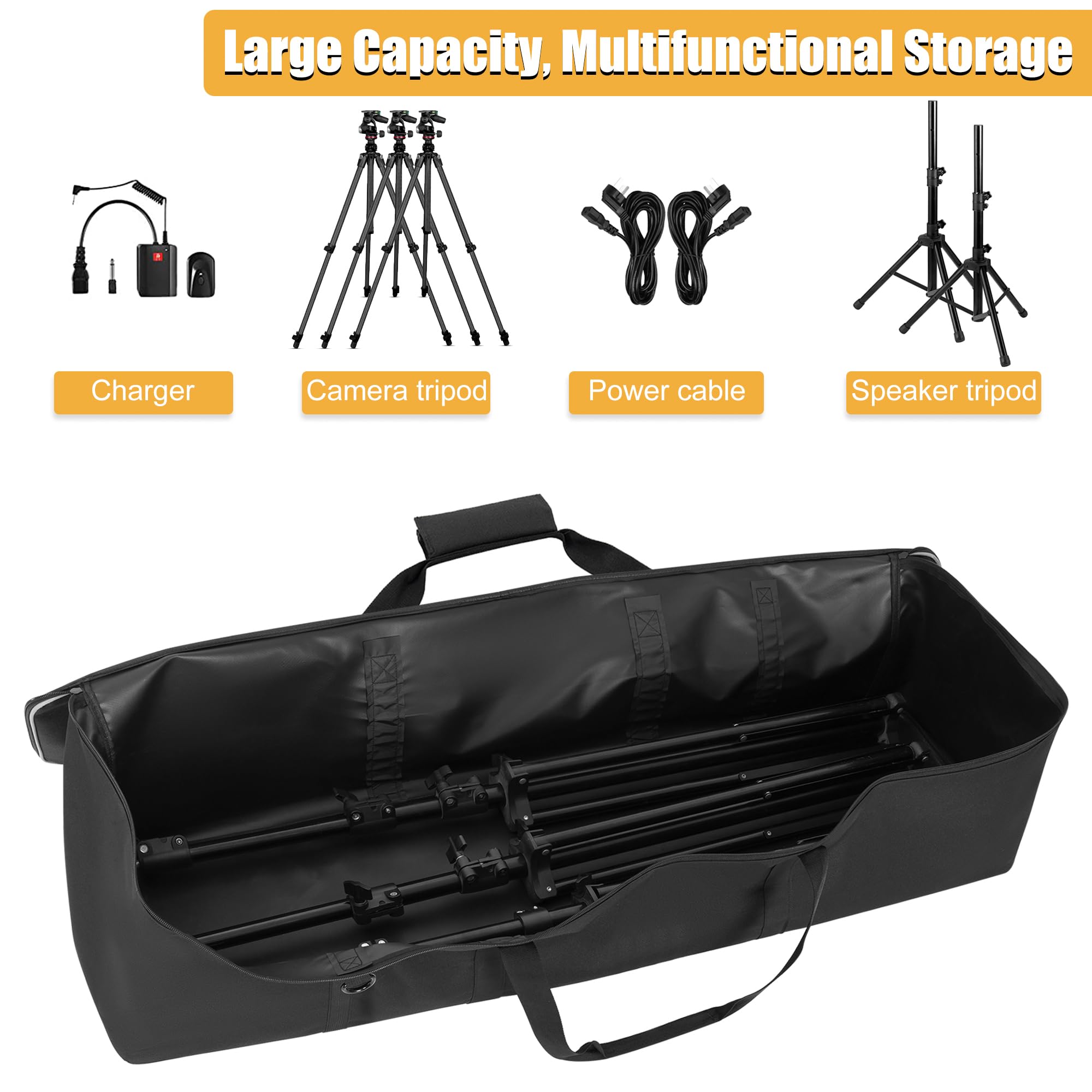 Ithwiu Multifunctional Tripod Bag 40 X 9.5 X 9.5 Inches / 101.5 X 24 X 24 Cm Heavy Duty Tripod Carrying Case With Handle For Microphone Stands, Lights, Speakers, Cameras, Booms, Black
