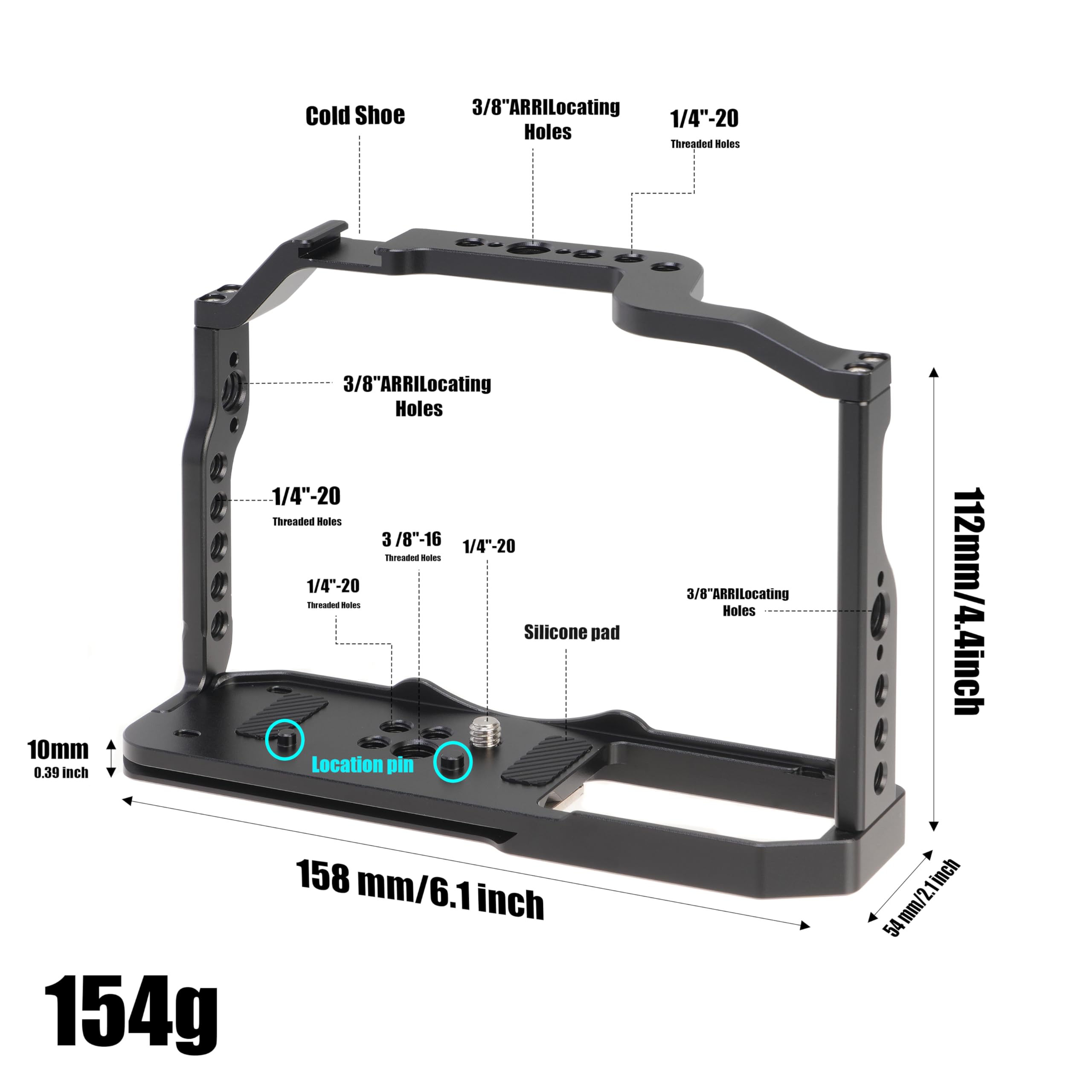 Fotga Zf Camera Cage + Top Handle For Nikon Zf Mirrorless Camera Vlog Video Shooting Film Making With 1/4"-20 3/8"-16 Holes Cold Shoe Mount,Arri Handle Locating Hole,Camera Locating Pin