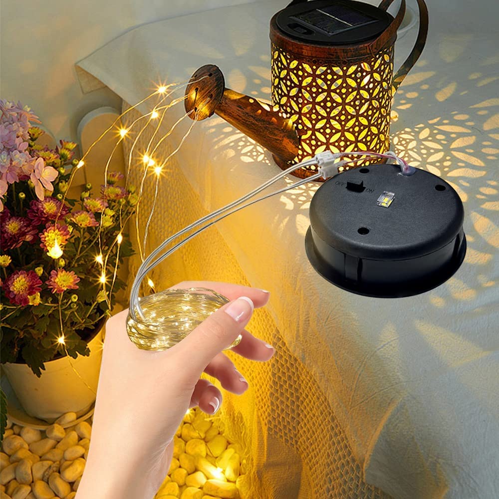 Aqeenura Solar Lights Replacement Top Parts For Outdoor Solar Watering Can Hanging Lanterns With 90 Led String Lithgs Detachable Connector (Warm White ) (1Pcs 7Cm/2.76Inch)