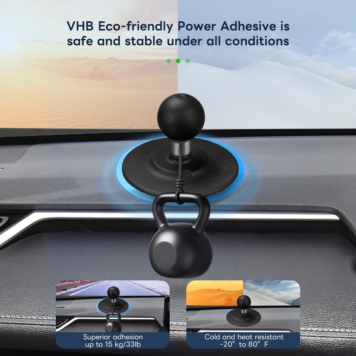 Fanaue Flex Adhesive Ball Base Compatible With Ram Mounts B Size Double Socket Arm, 1" Ball Head Adapter For Motorcycle Phone Mount Bike Phone Holder, Suction Cup Base For Mounting On Car Dashboards.