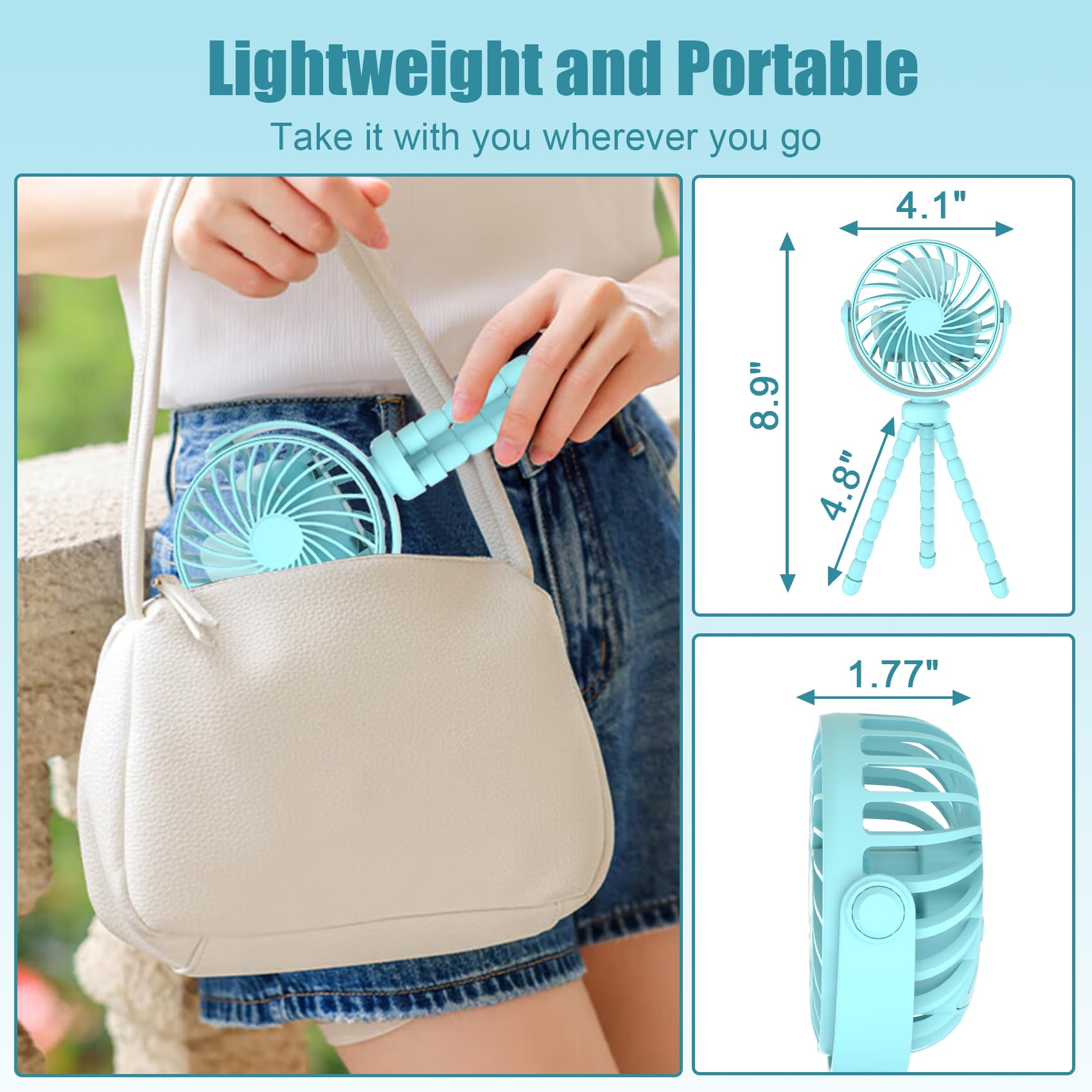 Jyjzpb Mini Portable Stroller Fan Clip On For Baby (Blue)