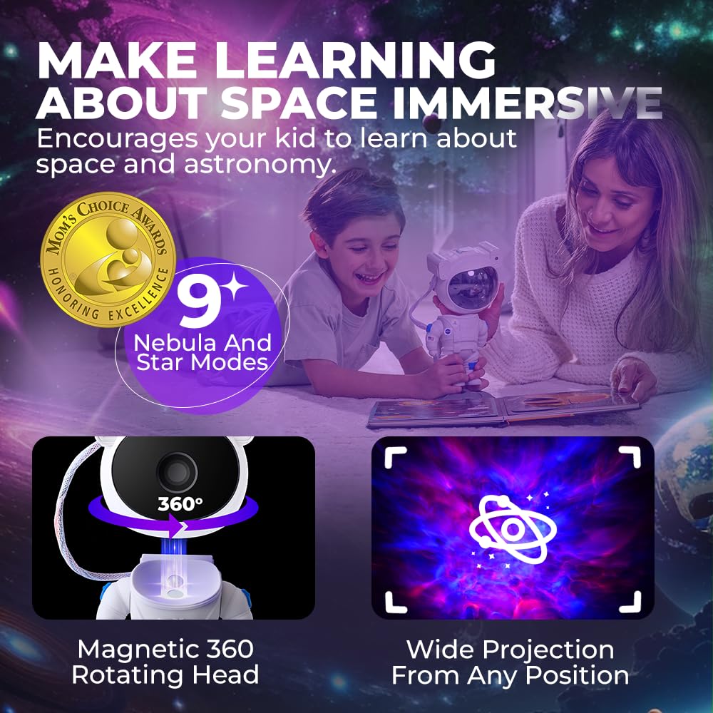 Mind-Glowing Astronaut Galaxy Projector - Spaceman Projector With Remote, Timer, Star & Nebula Modes - Dimmable Astronaut Night Light For Kids Space Decor - Cool Birthday  For Any Year Old Boys