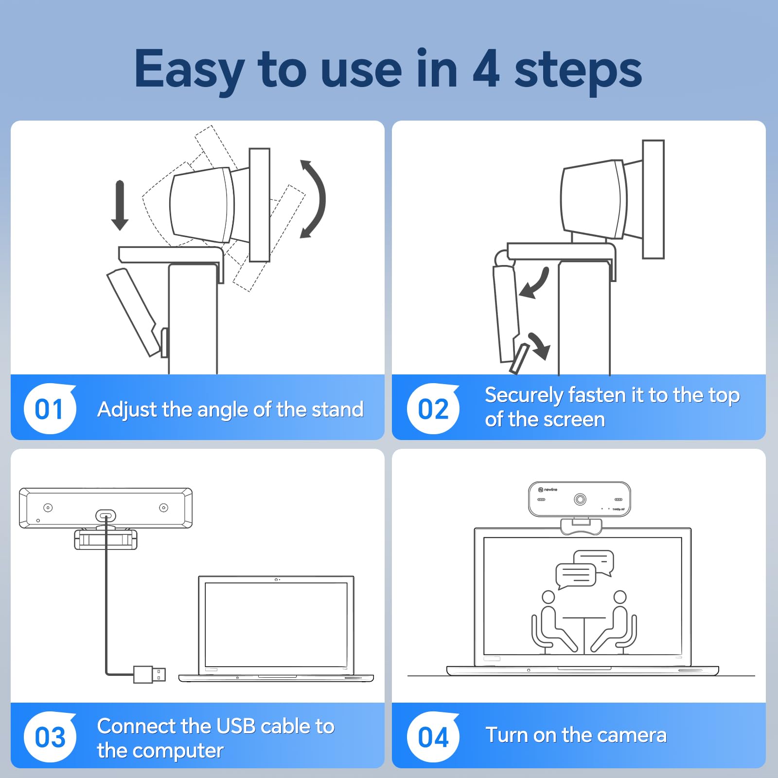 N line 4K Webcam For Pc, 4K Uhd Usb Webcam With Microphone, Auto Focus, Low Distortion, Privacy Cover, Pc Camera W/Tripod Stand For Zoom, Skype, Teams, Laptop, Conferencing, Calling, eye 60