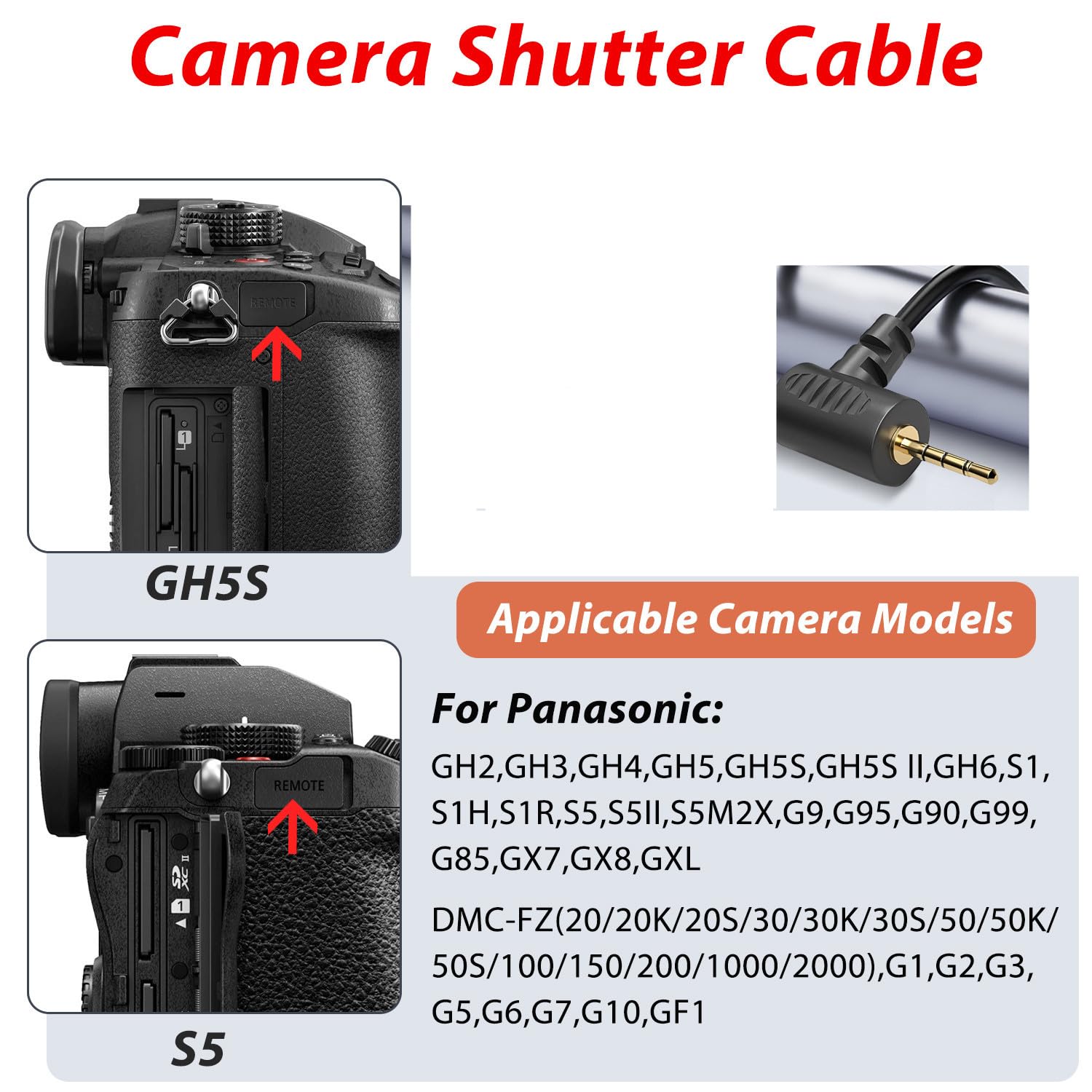 Dytdieyingtu For Panasonic For Zhiyun Cable Gh4 Gh5 Gh6 Gh7 G9 S5 S5Ii Shutter Cable Crane2 / Crane-M /Crane Plus/Crane Stabilizer Camera Release Cable Take Pictures And Record Videos (Micro Usb To Trrs2.5 )