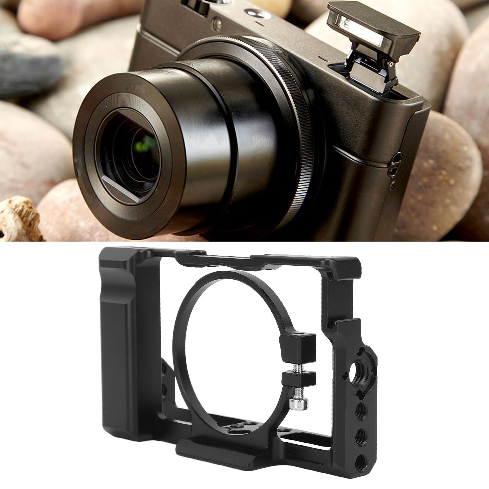 Gowenic Camera Cage, Aluminum Hollow Video Camera Rig With Cold Shoe Interface, Compatible With Rx100 M1 M2 M3 M4 M5 M6 M7 Cameras
