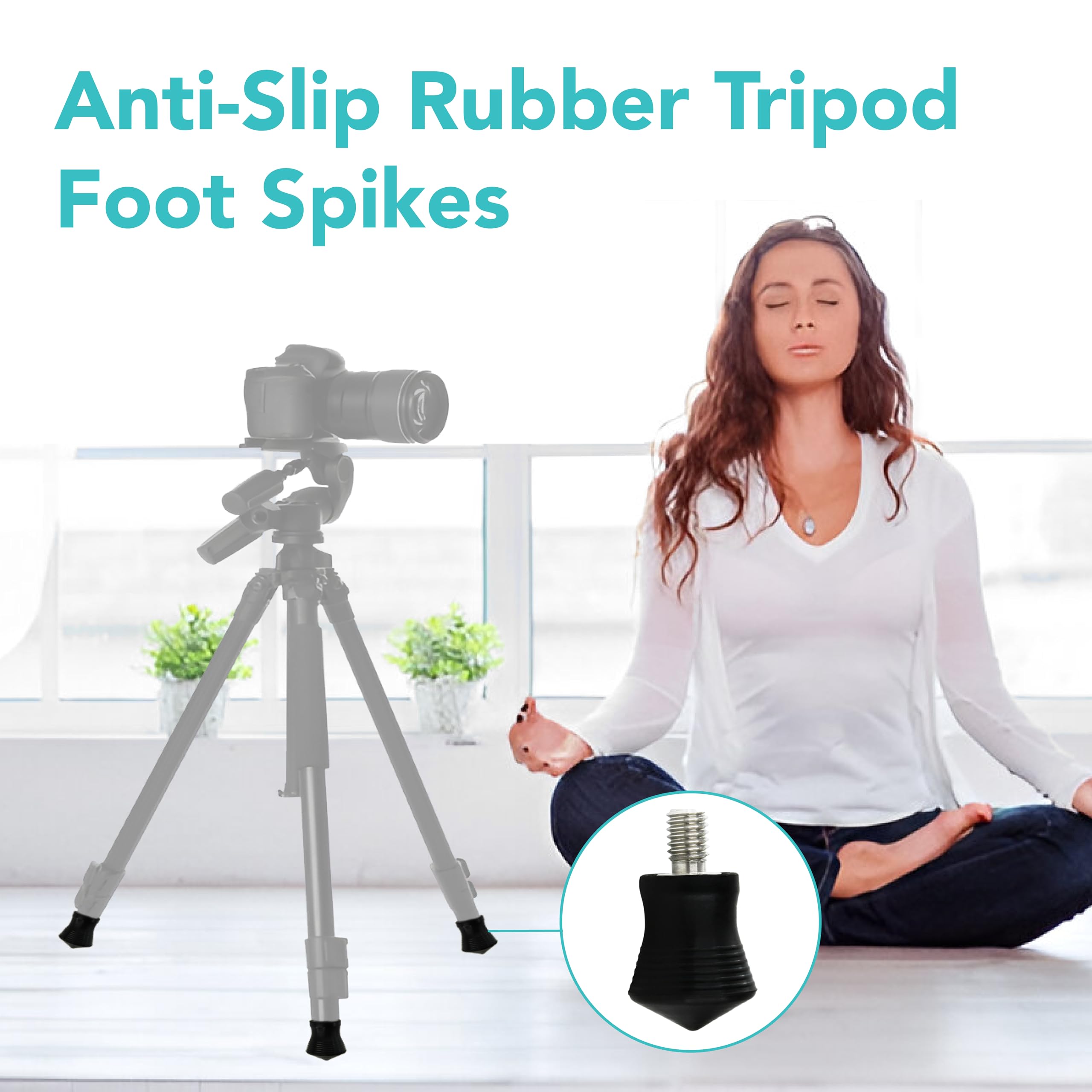 Foto&Tech 3 Pcs 3/8" Rubber Feet Anti-Slip Tripod Spike Replacement Rubber Tripod Photography Outdoor Tripod Spikes Compatible W/Manfrotto Gitzo Benro Induro Kingjoy Weifeng Tripod Monopod Hw-21