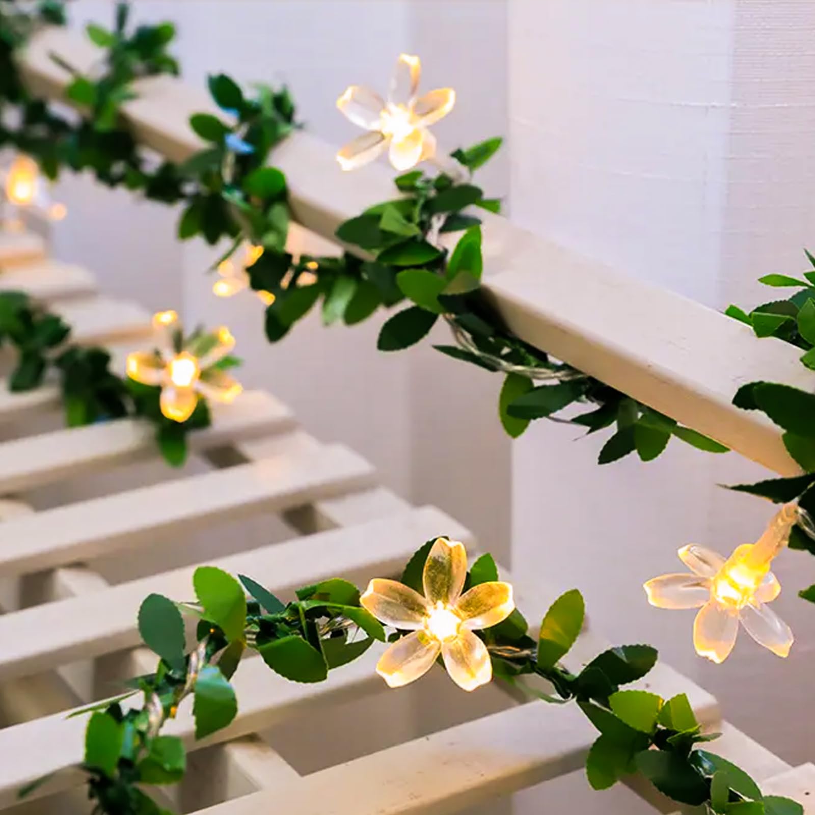 Jacuxlss Warm White Flower String Lights With Timer, Cute 33Ft 100 Led Usb Plug In Lighted Fairy Cherry Blossom Easter Christmas Tree Decorative Twinkle Lights For Bedroom Camping Tent Wall Hanging