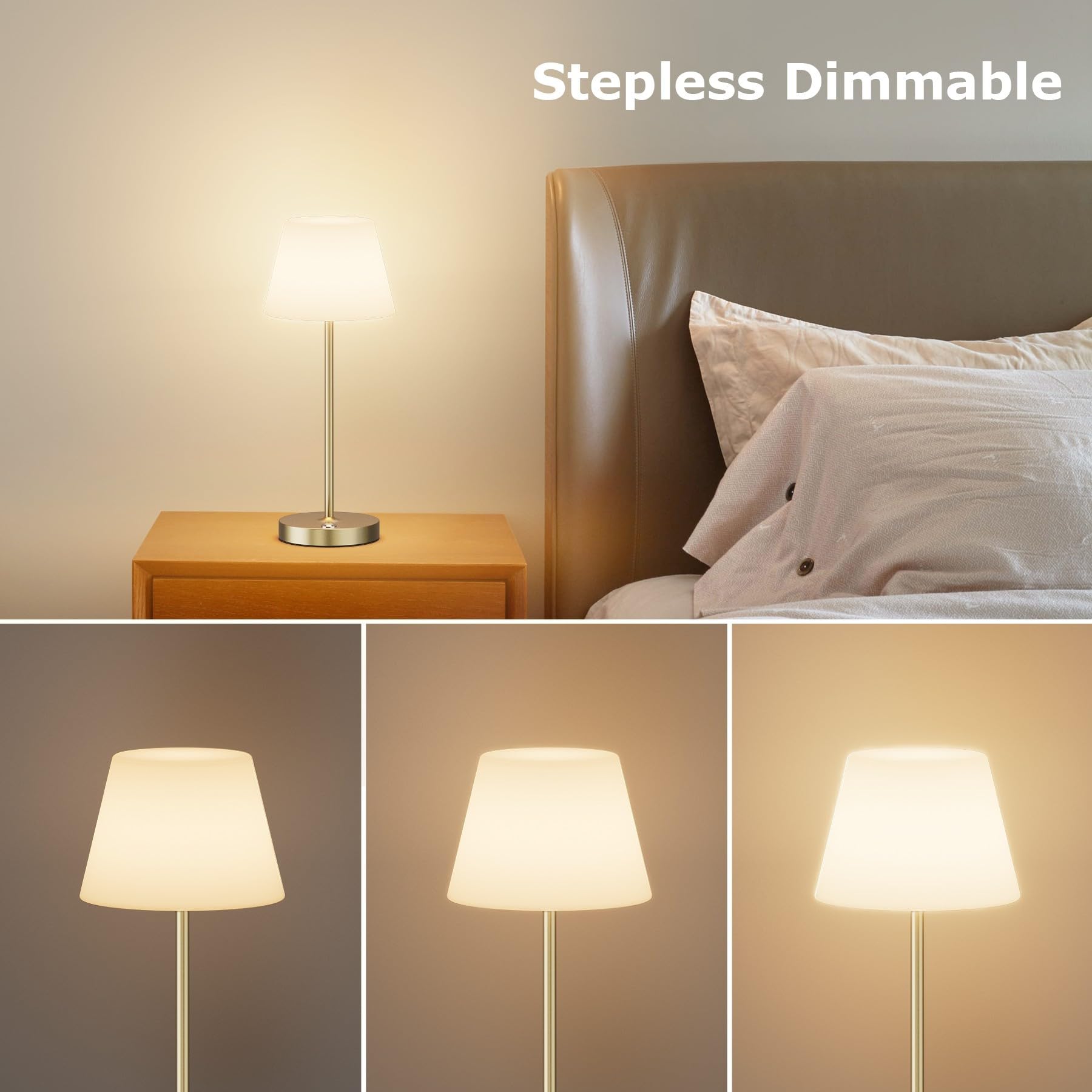 Coinmit Cordless Table Lamp, 6000Mah Battery Powered Lamp, Modern Led Rechargeable Bedside Night Lamp, Outdoor Waterproof Acrylic Gold Table Lamp, Gold