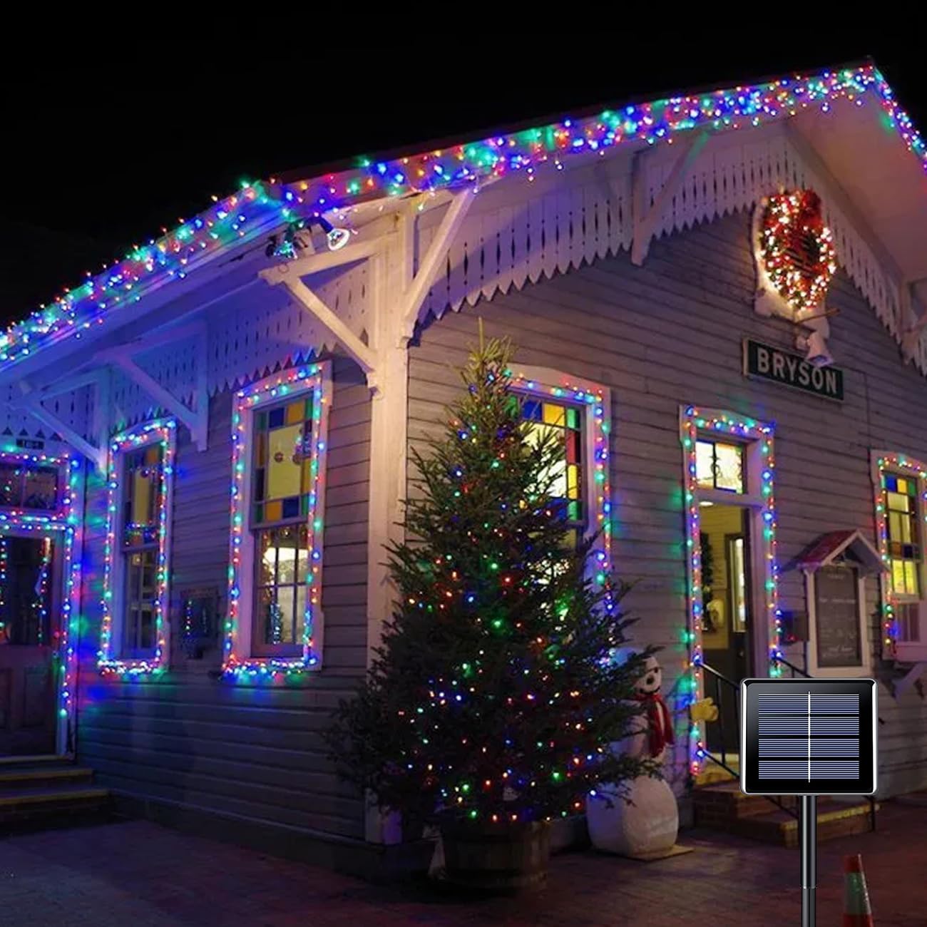 Anycosy Solar Christmas Lights Outdoor, C6 Christmas Lights 19.7 Ft 60 Leds Strawberry Operated Solar Strings Lights 8 Modes On/Off Timer For Xmas Tree Outdoor Christmas Garden Decorations