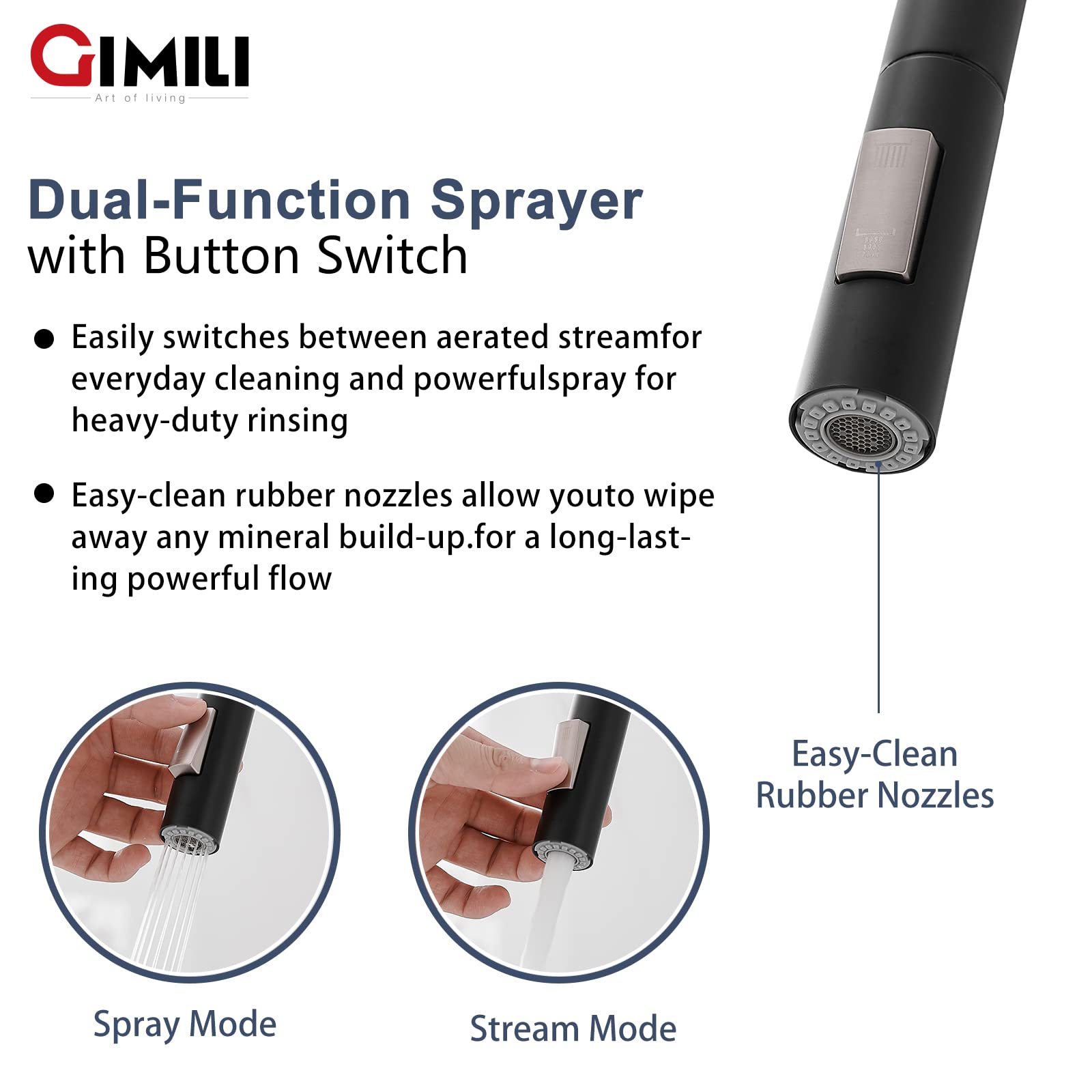 Gimili Matte Black Touchless Kitchen Faucet With Ac Adapter, Smart Motion Sensor Hands  Single Handle Kitchen Sink Faucet With Pull Down Sprayer