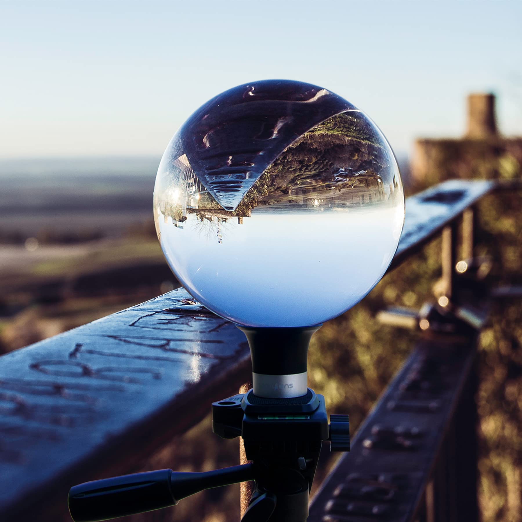 Omylens Lens Ball Stand Supports 60Mm/2.36" To 150Mm/5.9" Crystal Ball, Spherical Display Standing, Silicone Suction Cup+Golden Alumina Base (1/4"-20 General Internal Thread) + Mini Tripod
