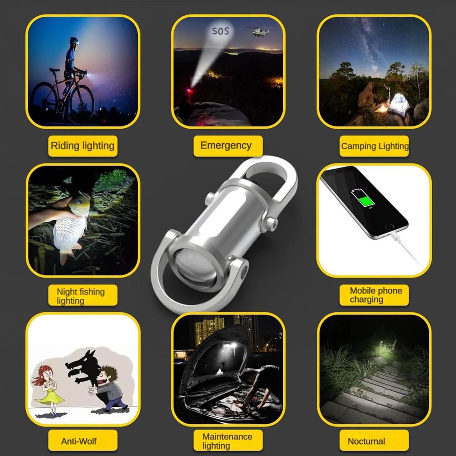 Wanupe Lumilink Mini Torch,  Best Lumilink Mini Flashlight Keychain, Waterproof Lumilink Chain Flashlight Mini, Flashlight & Power Bank & Keychain, 1200 Lumens Ultra-Bright (Silver)