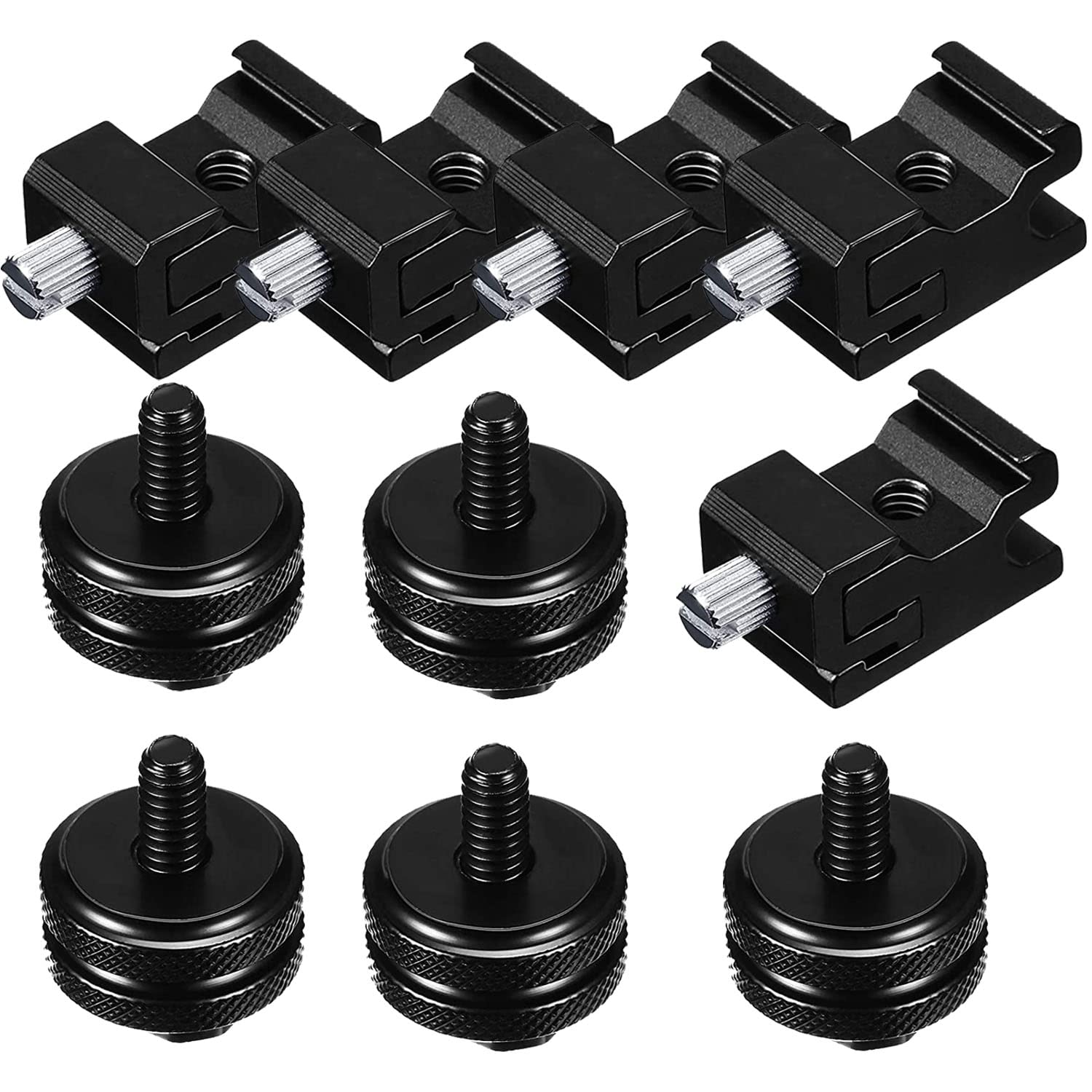 Qqrasoal 10Pcs 1/4 Inch Cold Shoe Mount Adapter And Hot Shoe Flash Stand Adapter Kit For Dslr Camera Rig, Camera Flash Shoe Mounts For Light Tripod