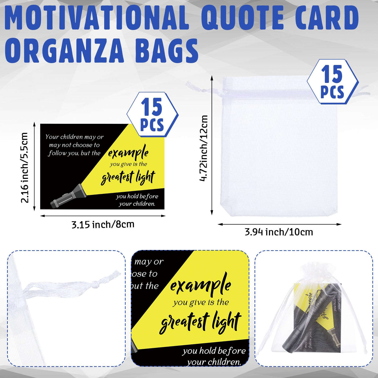 Coume 15 Sets Fathers Day Small Pocket Flashlight  For Church Father'S Day Pocket Light Motivational Quote Card Bible Verse Cards And Organza Bags For Men Thank You , Not Include Batteries