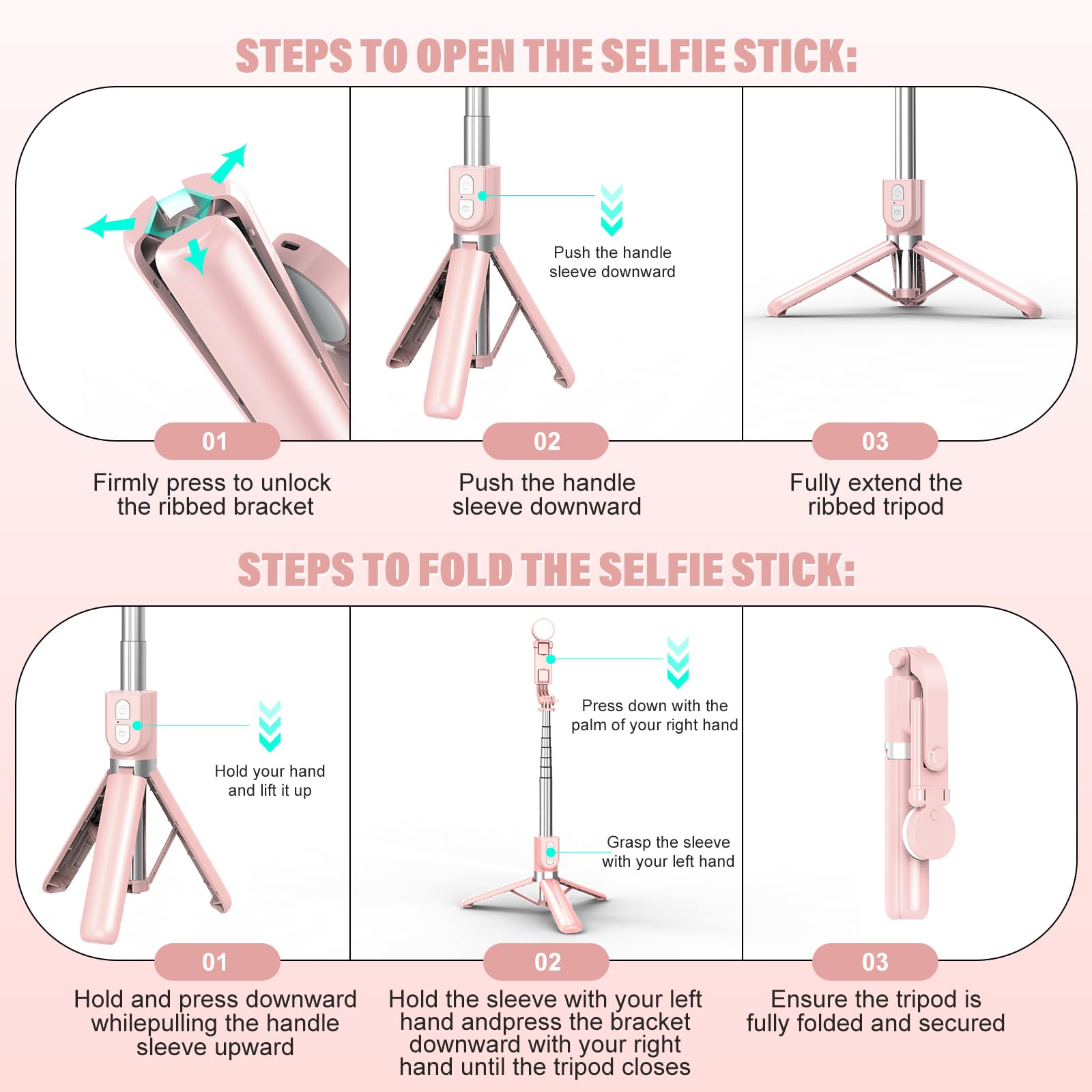 Noox Selfie Stick With Rechargable Remote And Light, Tripod For Iphone, Cell Phone Stand For Video Recording, Portable Travel Essentials Smartphone Mount Holder, Extendable Vlogging Filming Accessories