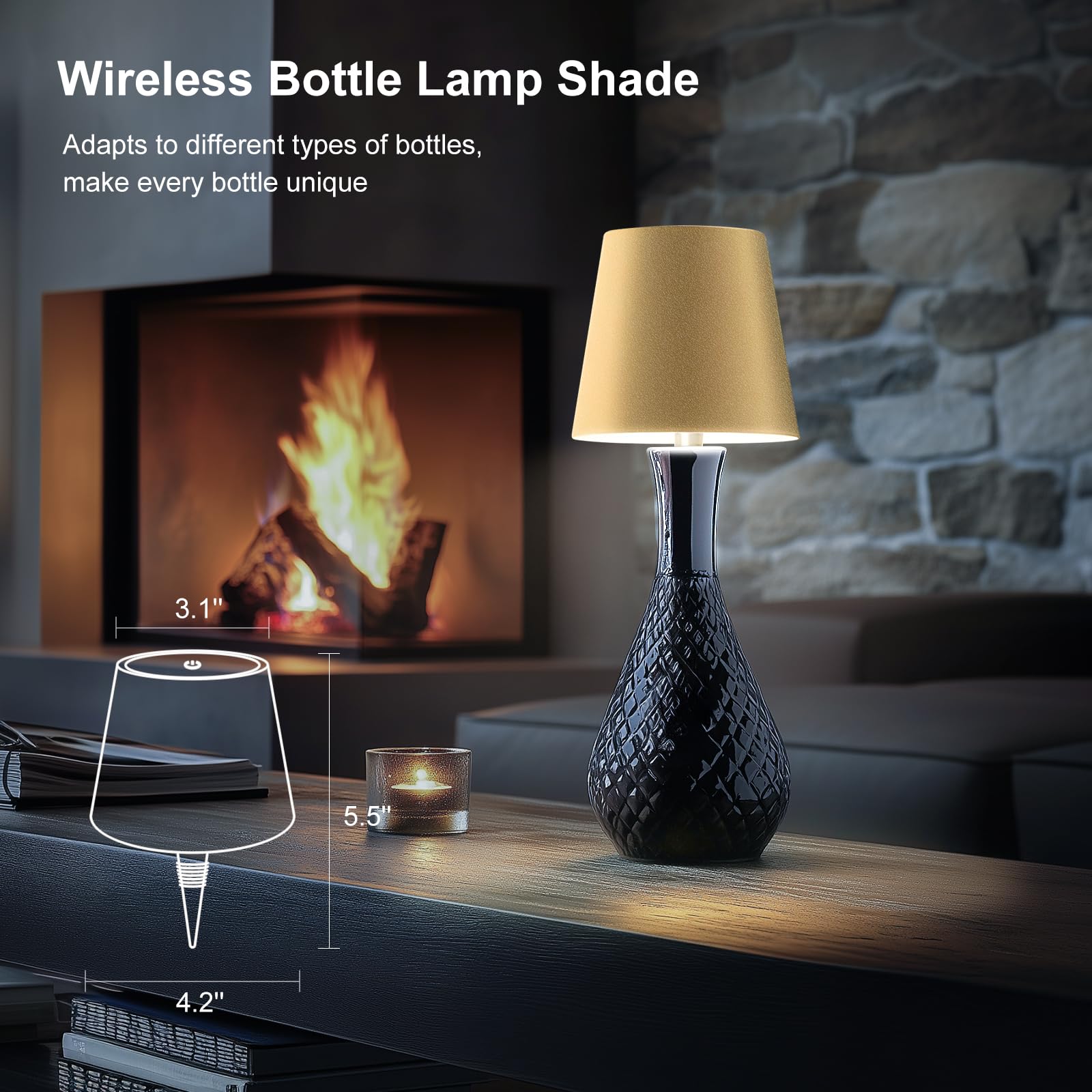 Soudfk Wireless Bottle Lamp, 3 Color Rechargeable Wine Bottle Lights For Bars Restaurants (Dark Green, 1Pc)