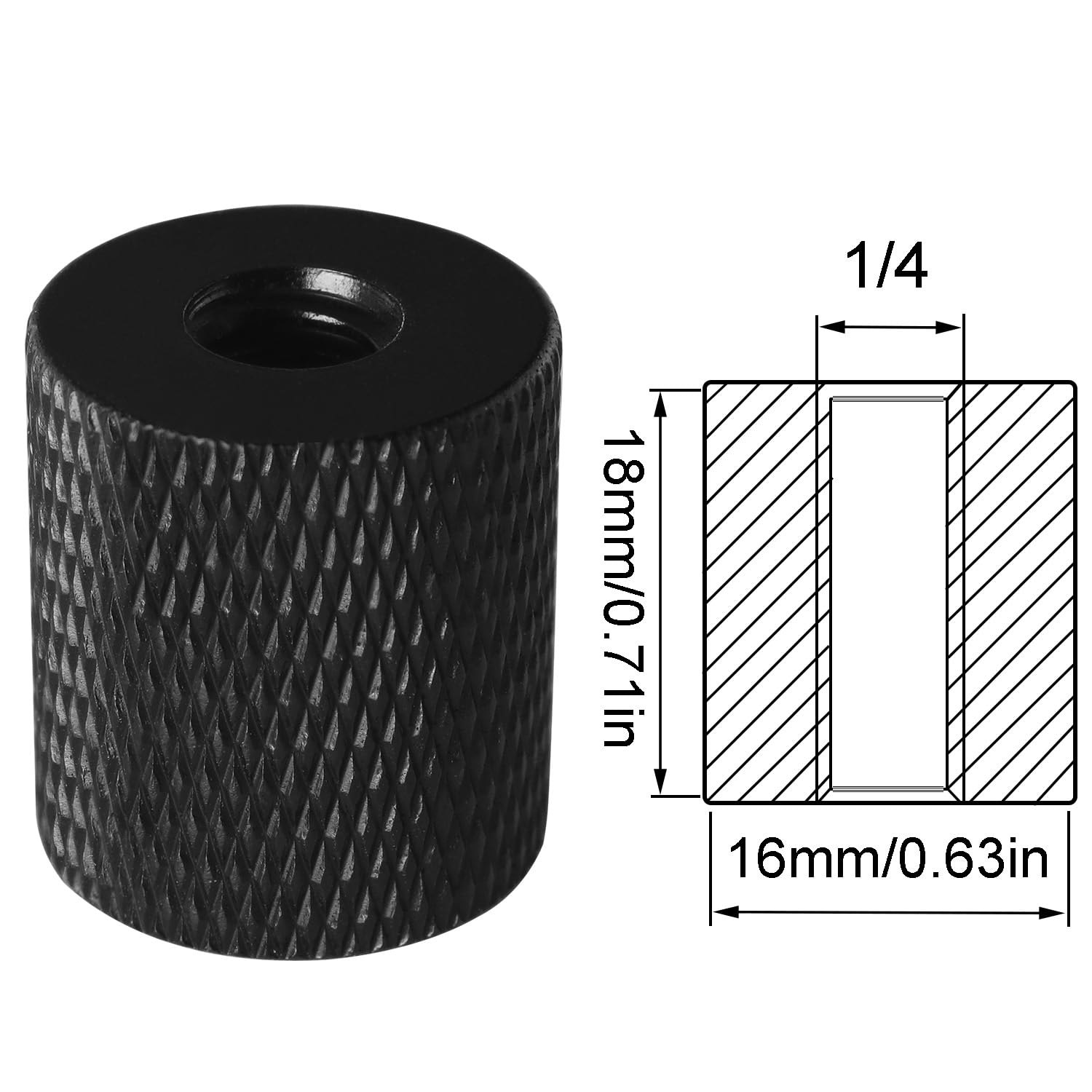 Luorng 2Pcs Double Female Thread Tripod Cylinder Adapter Screw 1/4 To 1/4 With Center 1/4-20 Thread Photography Equipment Camera Tripod Nut Accessories Suitable For Electric Rails And Light Stands